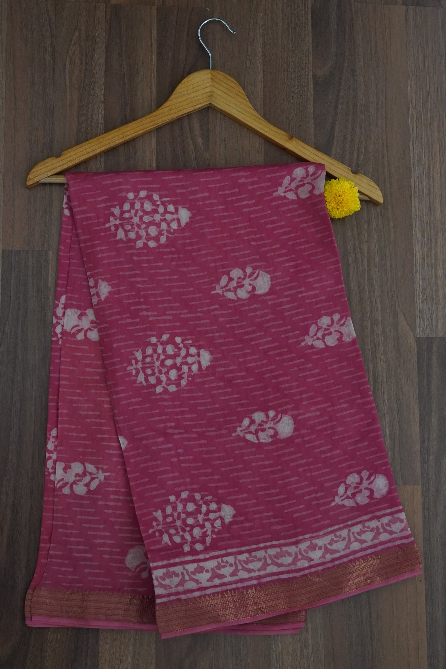 Hand Block Printed Chanderi Silk Cotton Suit Set