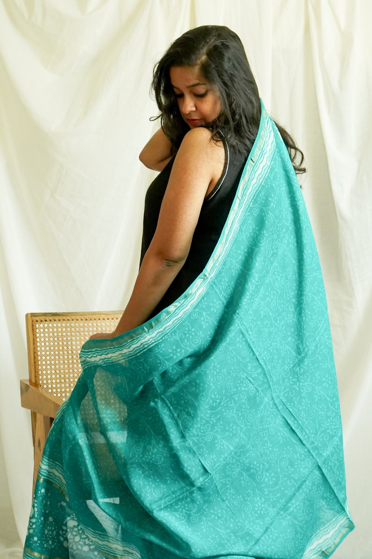 Hand Block Printed Chanderi Silk Cotton Dupatta