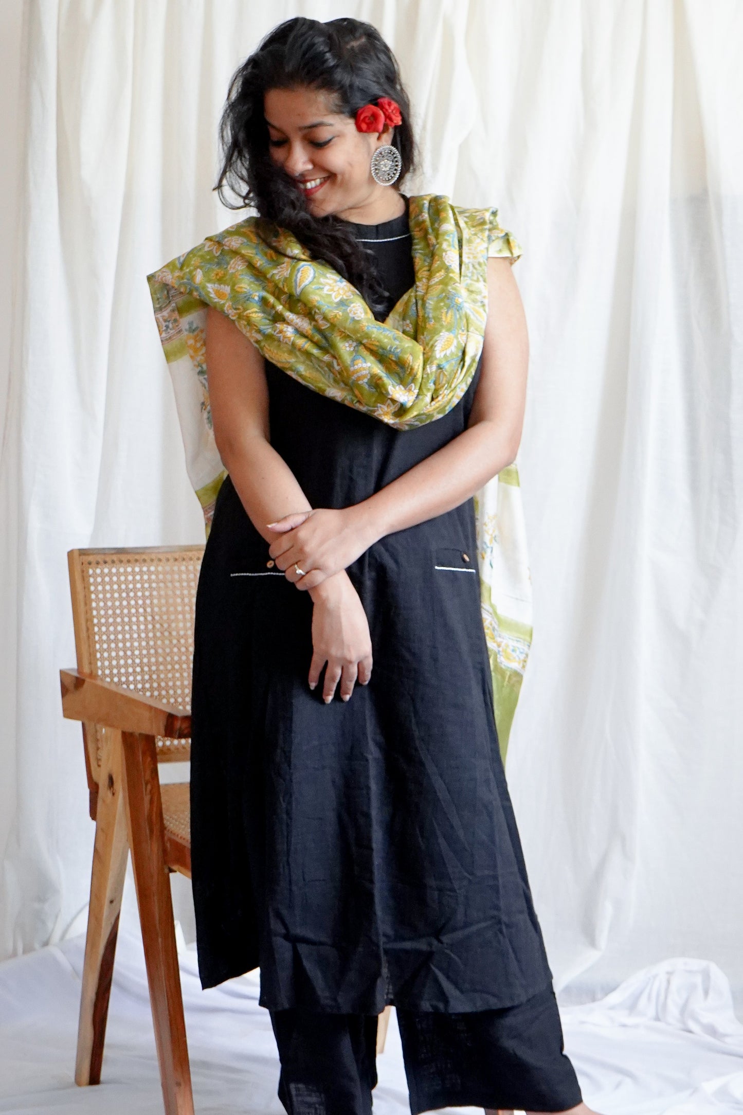 Hand Block Printed Chanderi Silk Cotton Dupatta