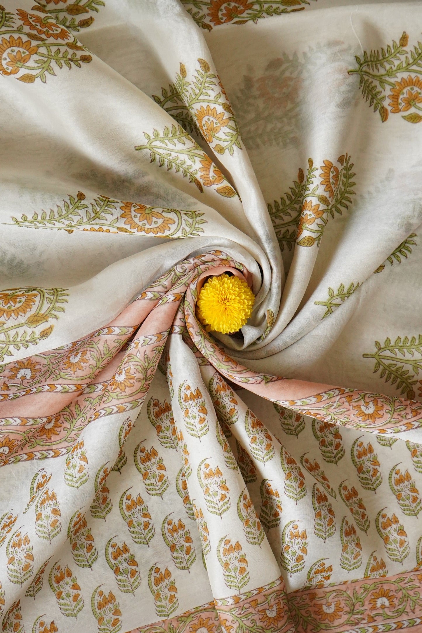Hand Block Printed Chanderi Silk Cotton Saree