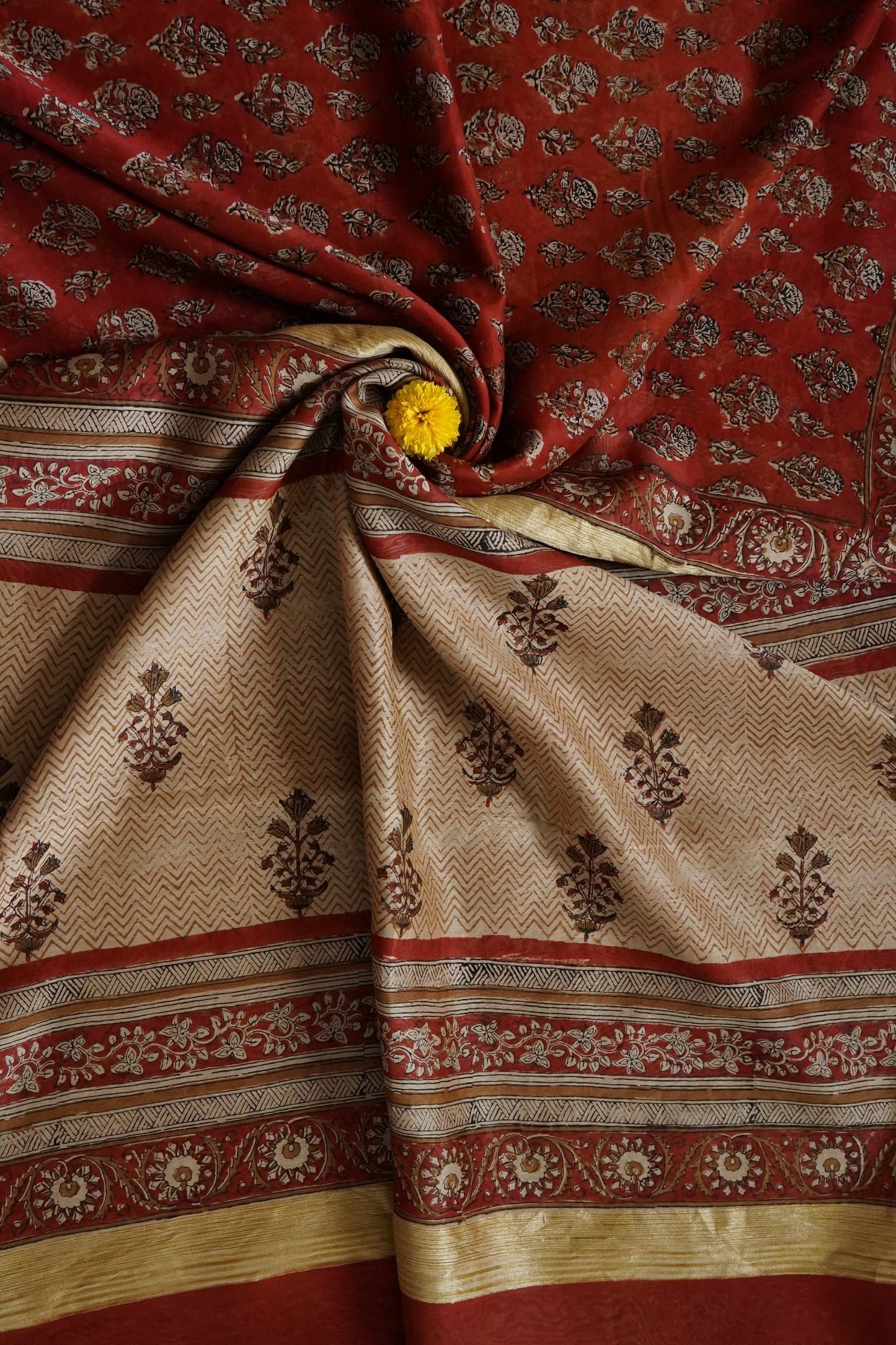 Hand Block Printed Chanderi Silk Cotton Saree