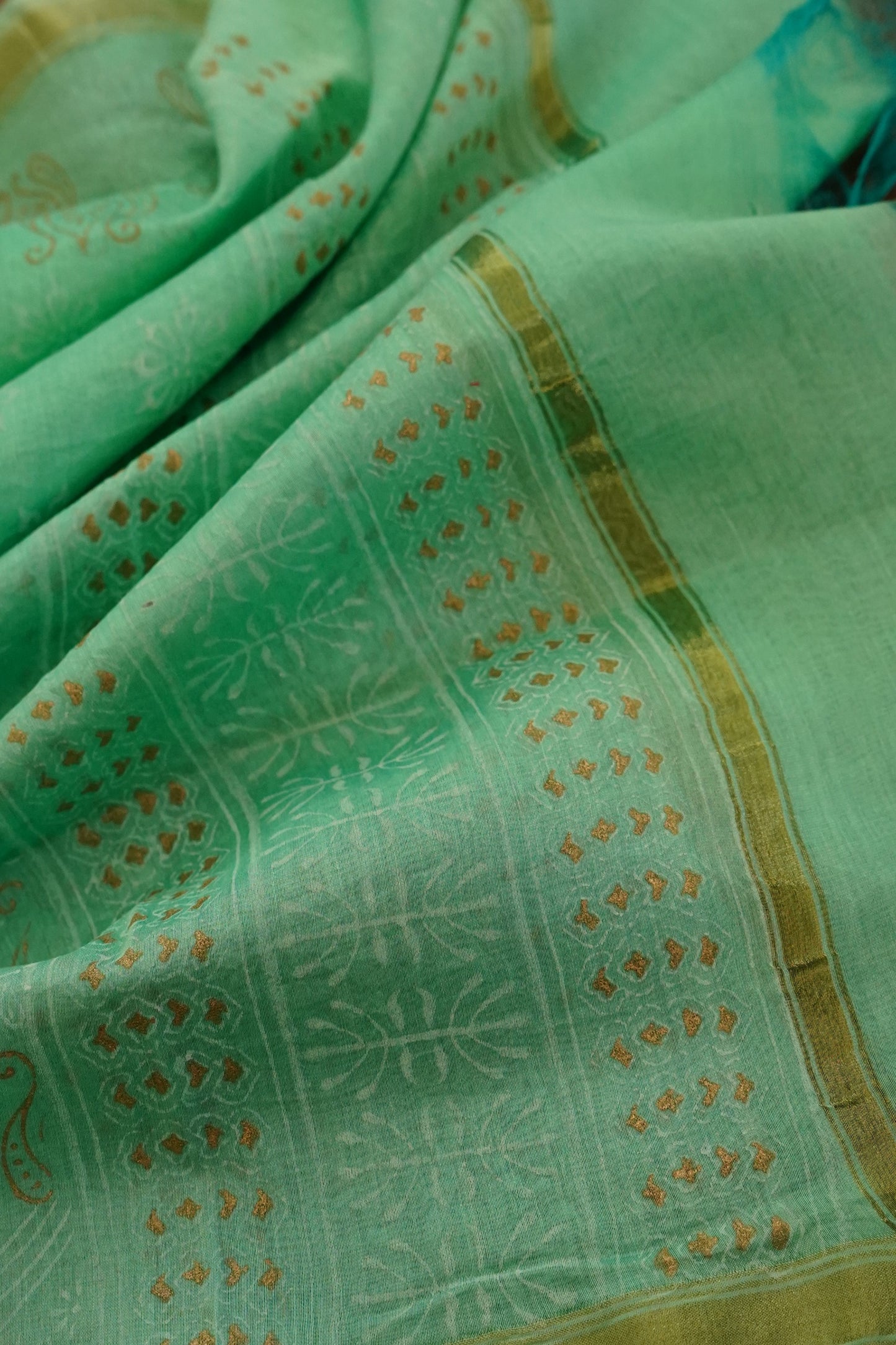 Hand Block Printed Chanderi Silk Cotton Suit Set
