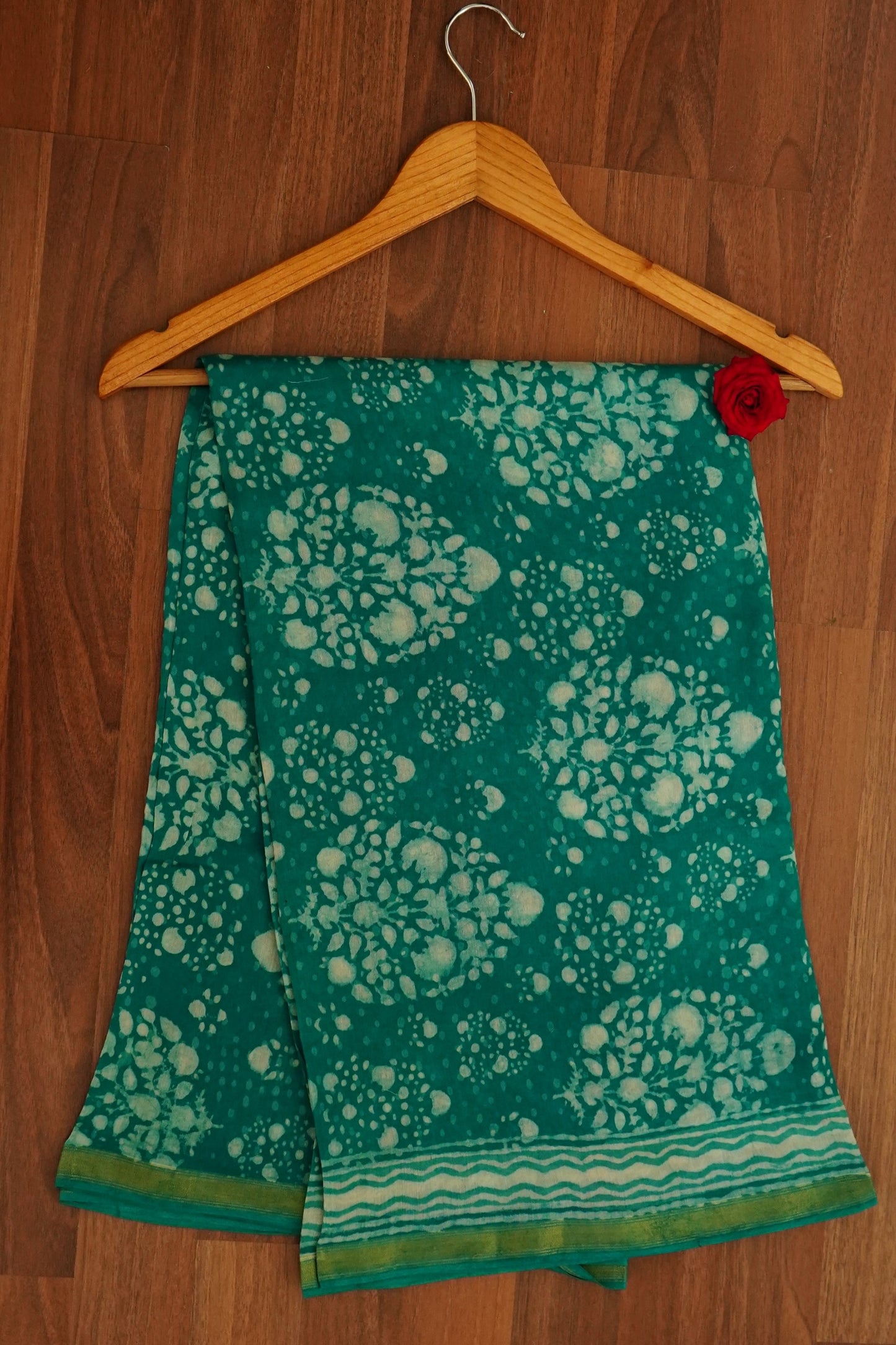 Hand Block Printed Chanderi Silk Cotton Suit Set
