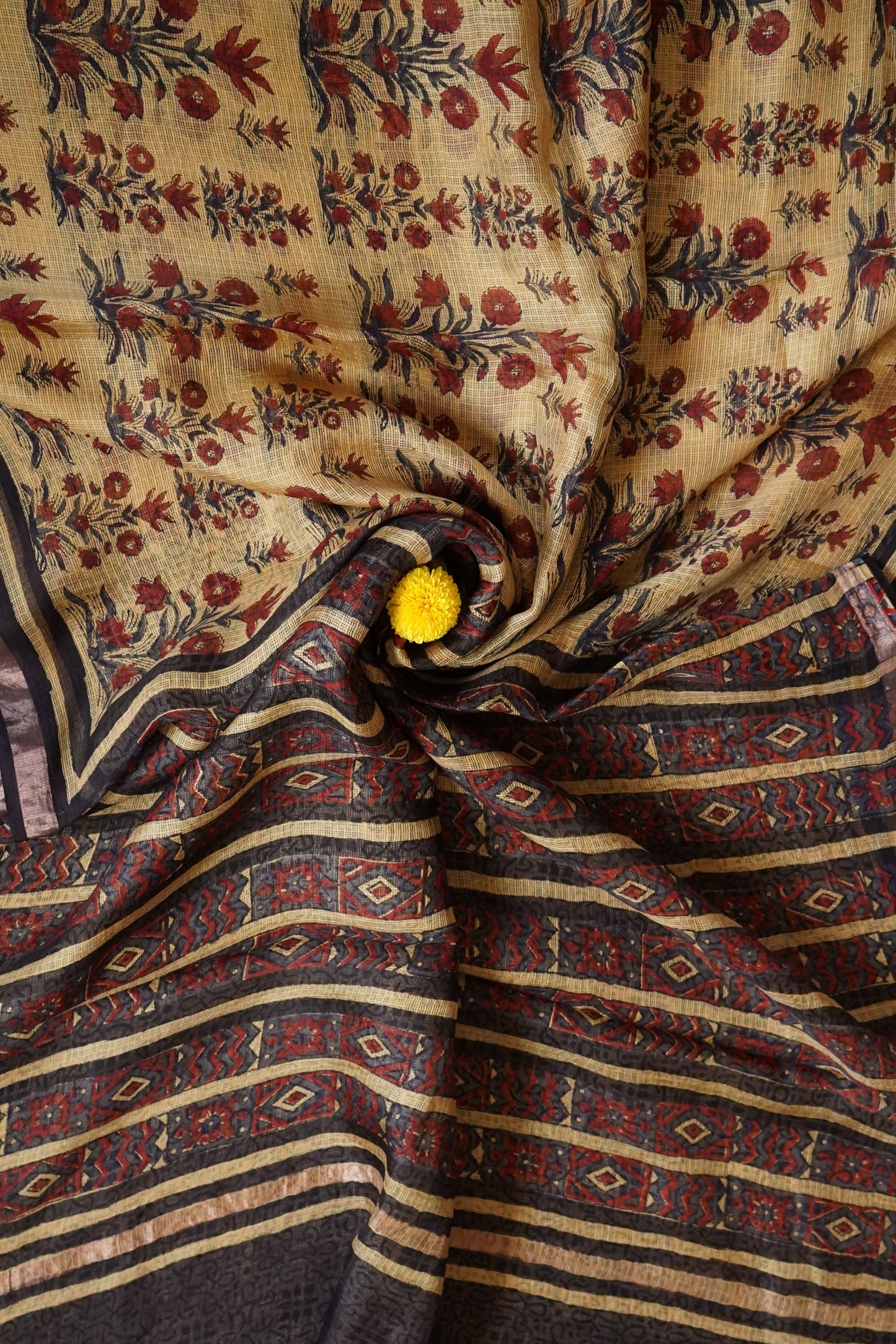 Hand Block Printed Kota Silk Saree