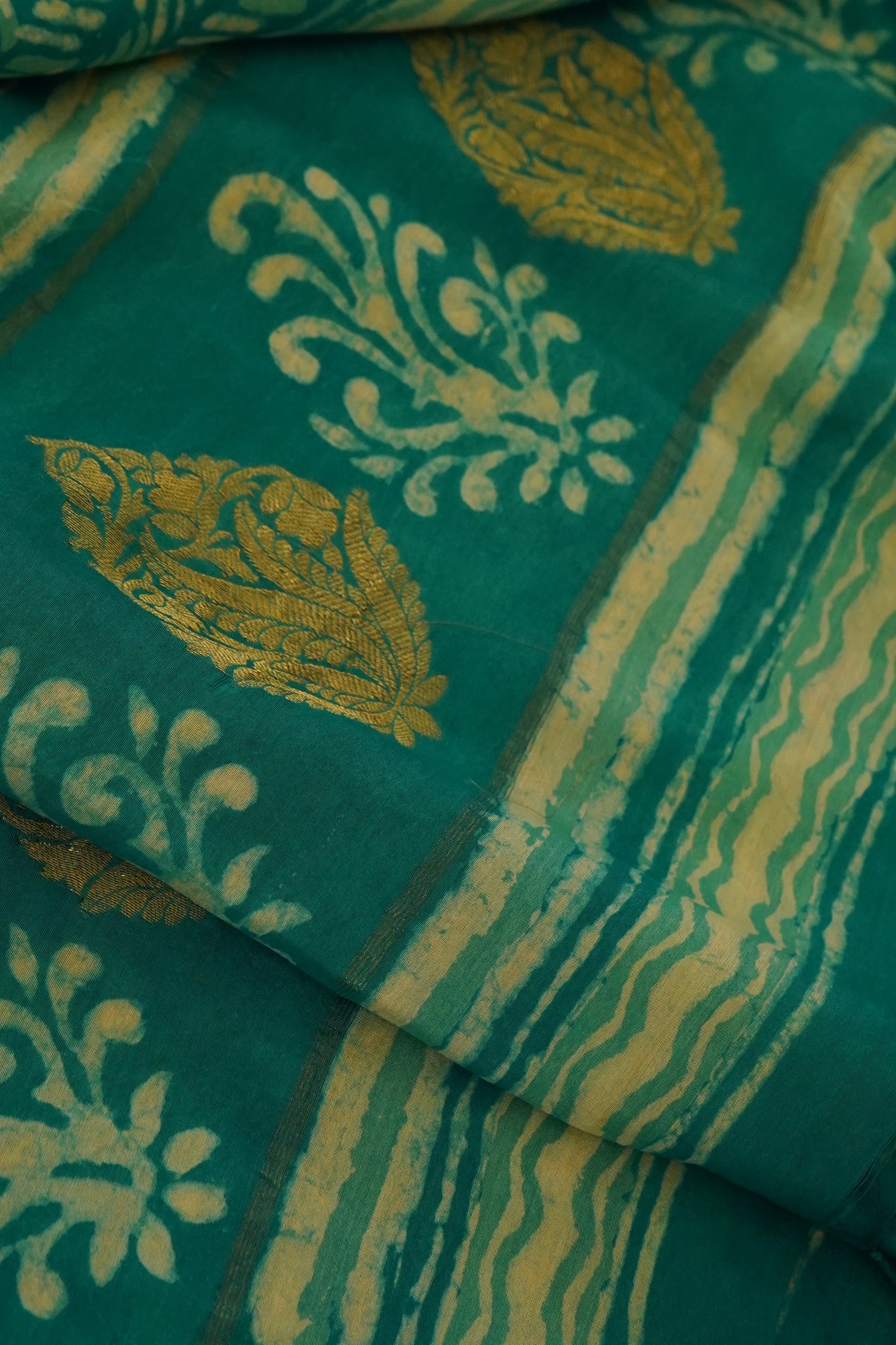 Hand Block Printed Chanderi Silk Cotton Dupatta