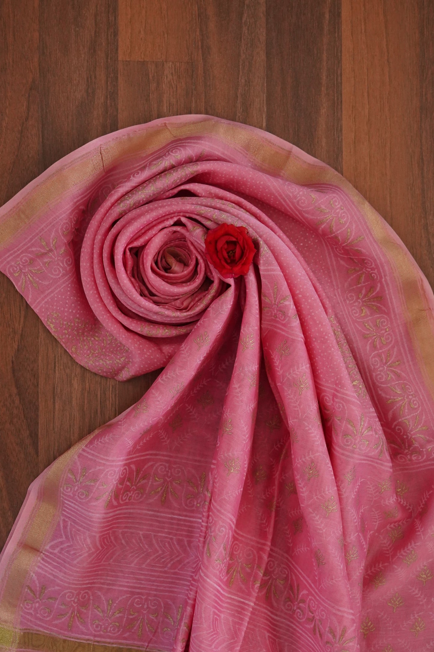 Hand Block Printed Chanderi Silk Cotton Dupatta