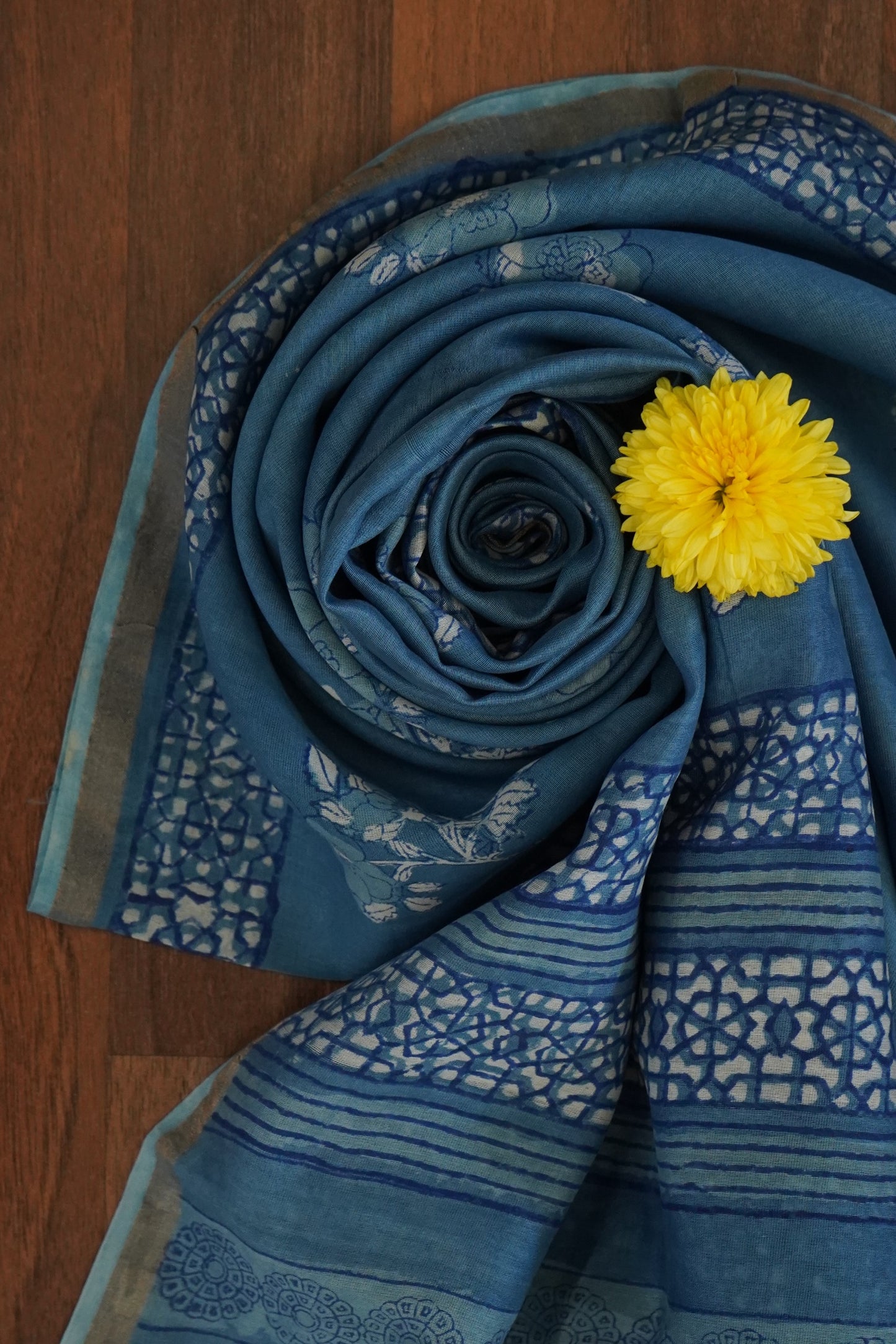 Hand Block Printed Chanderi Silk Cotton Dupatta