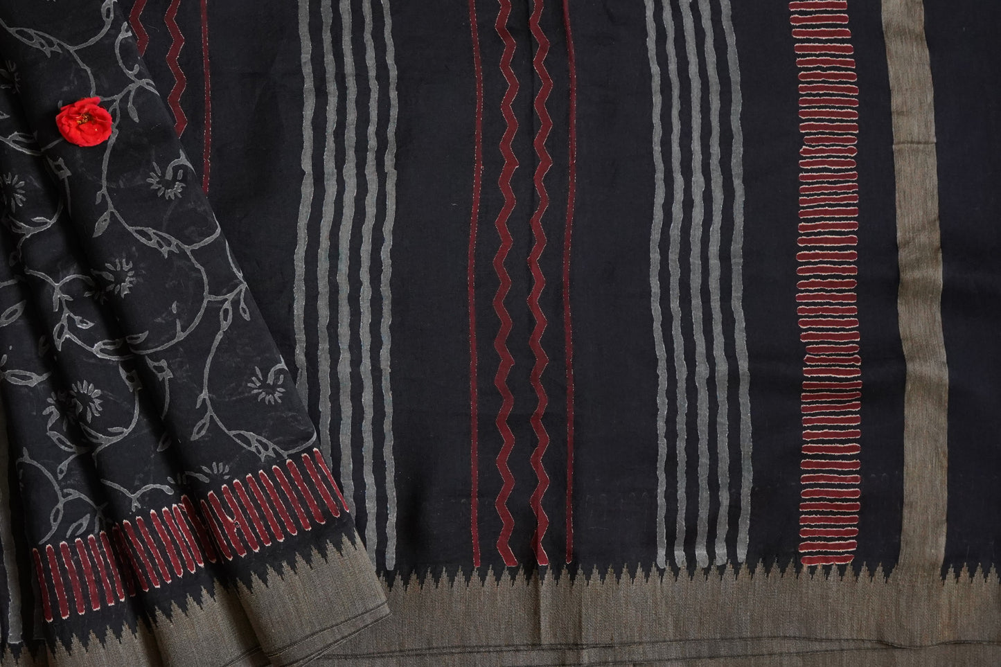 Hand Block Printed Chanderi Silk Cotton Saree