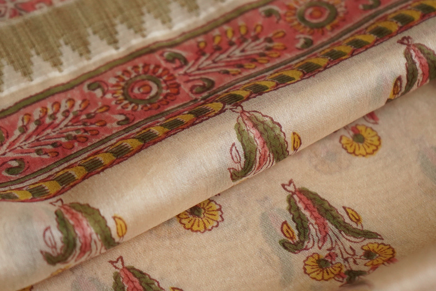 Hand Block Printed Chanderi Silk Cotton Saree
