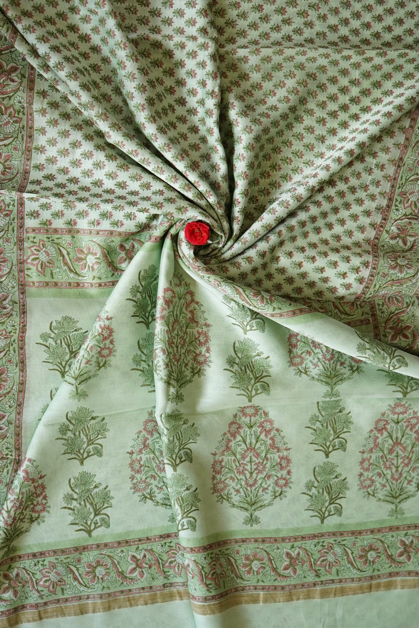 Hand Block Printed Chanderi Silk Cotton Saree