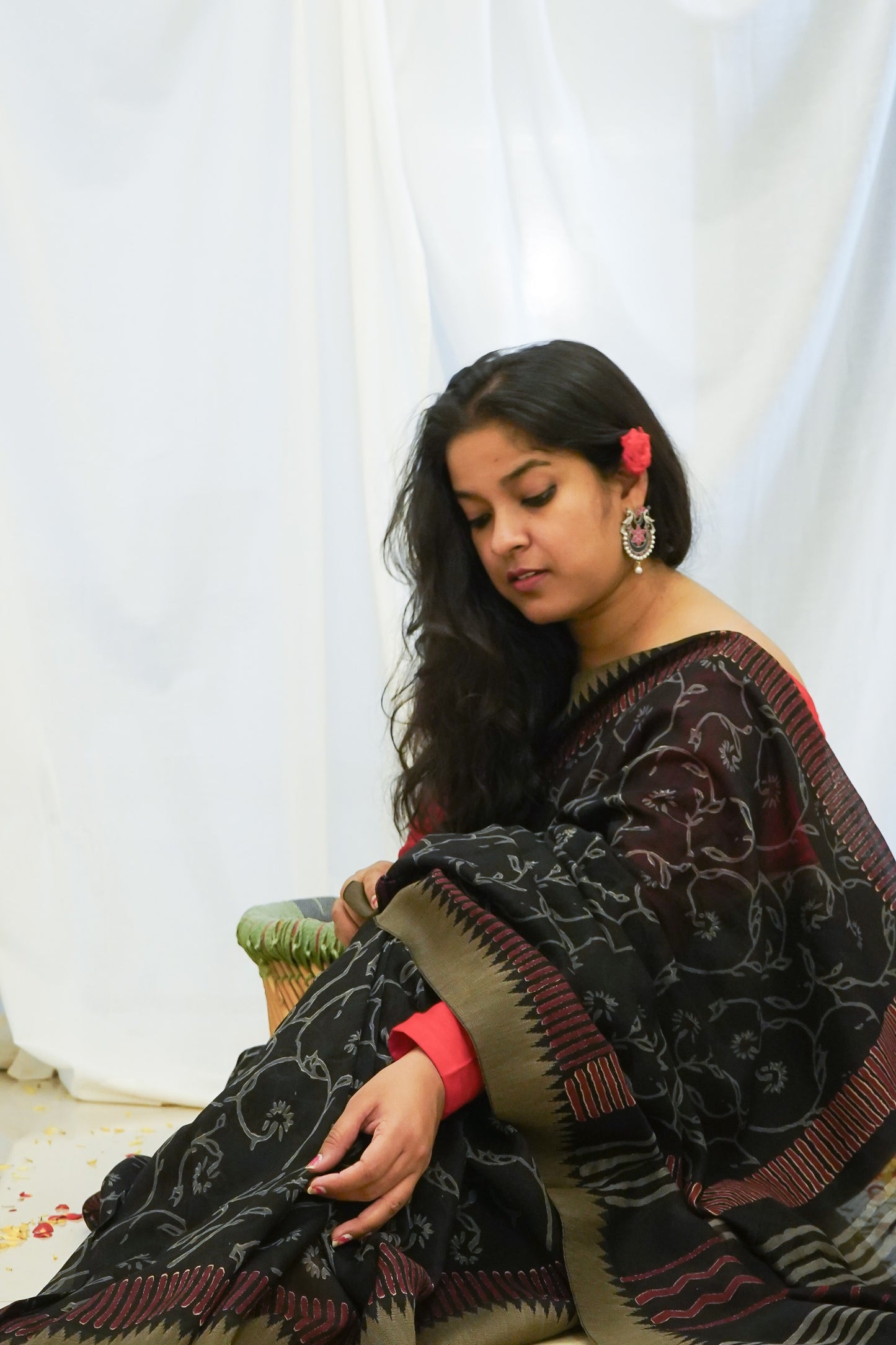 Hand Block Printed Chanderi Silk Cotton Saree