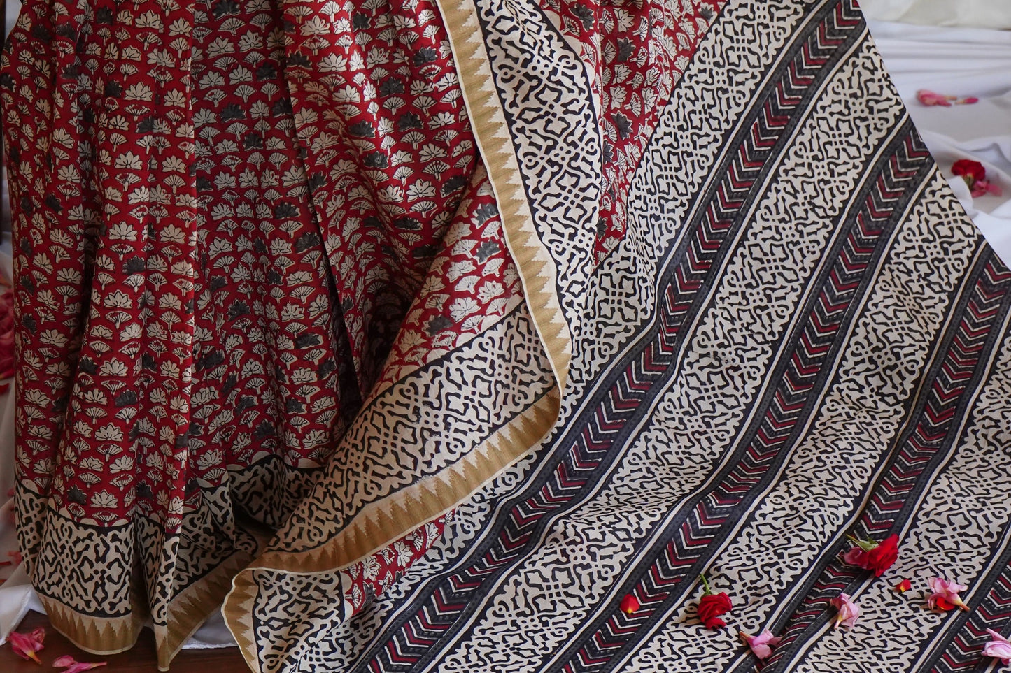 Hand Block Printed Chanderi Silk Cotton Saree