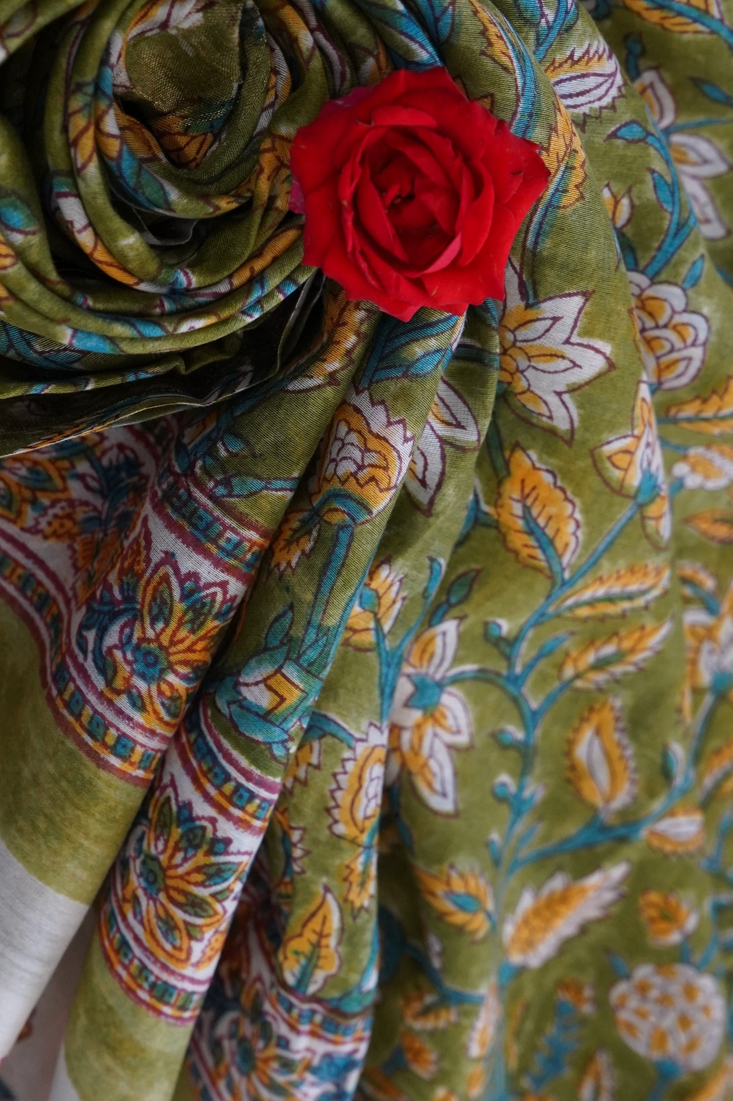 Hand Block Printed Chanderi Silk Cotton Dupatta
