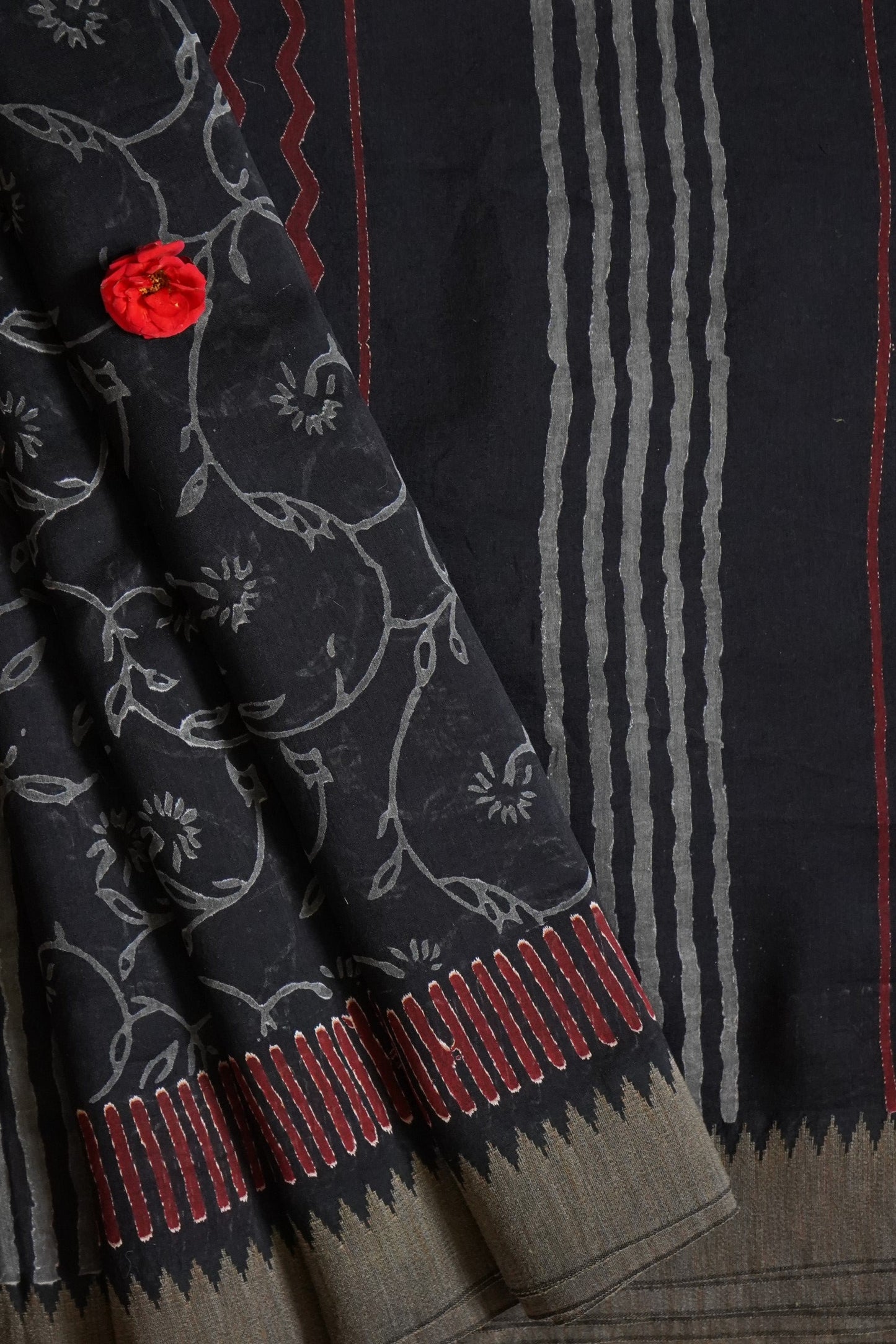 Hand Block Printed Chanderi Silk Cotton Saree