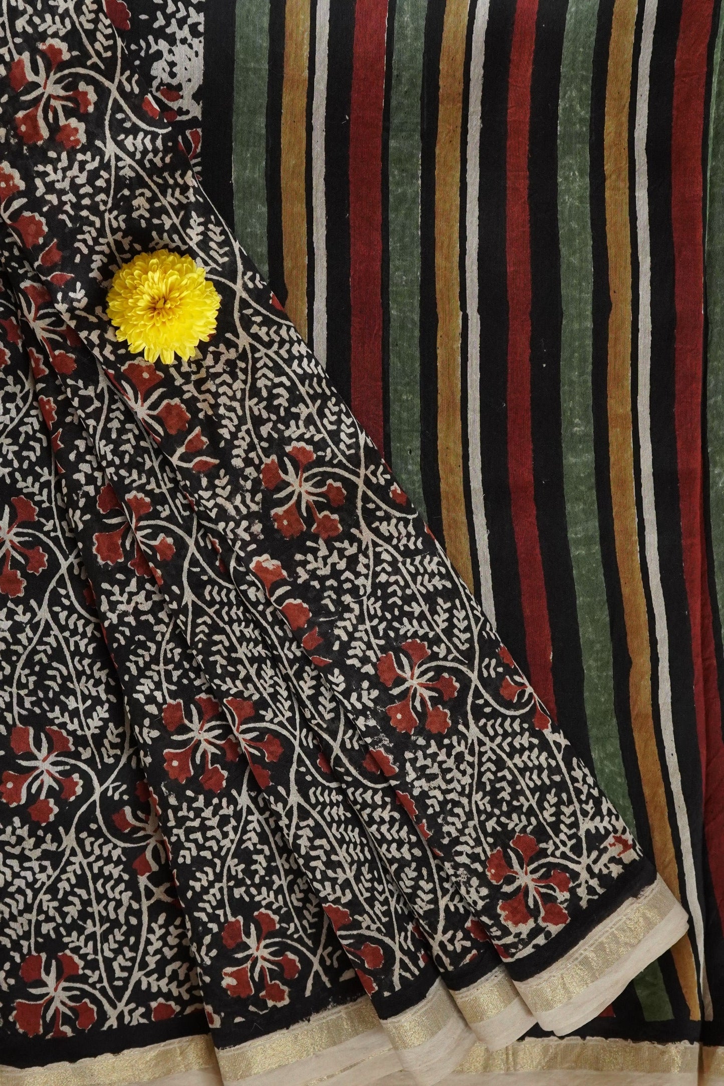 Hand Block Printed Chanderi Silk Cotton Saree