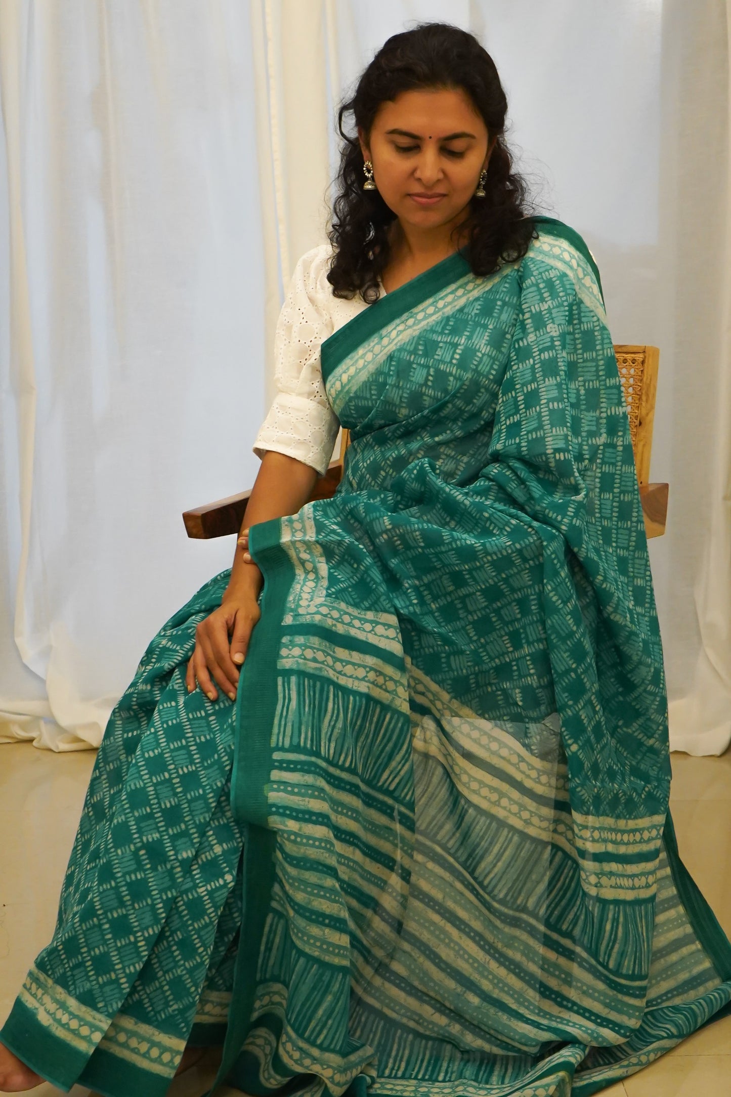 Hand Block Printed Chanderi Silk Cotton Saree