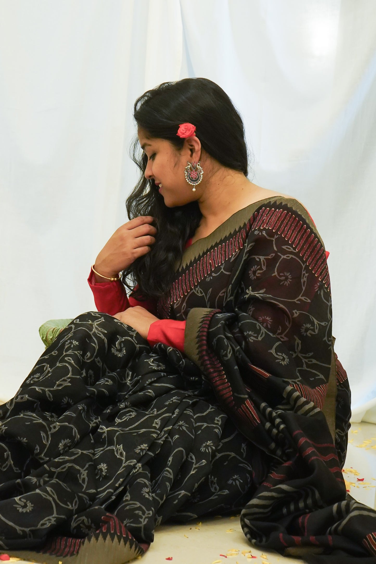 Hand Block Printed Chanderi Silk Cotton Saree