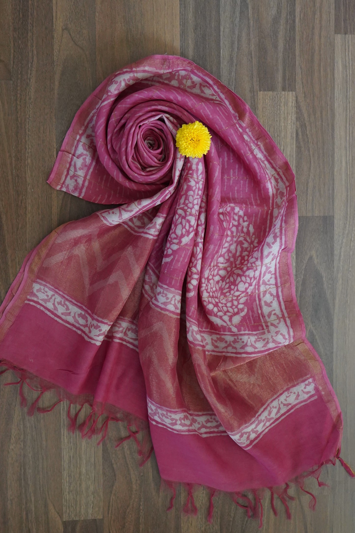 Hand Block Printed Chanderi Silk Cotton Suit Set