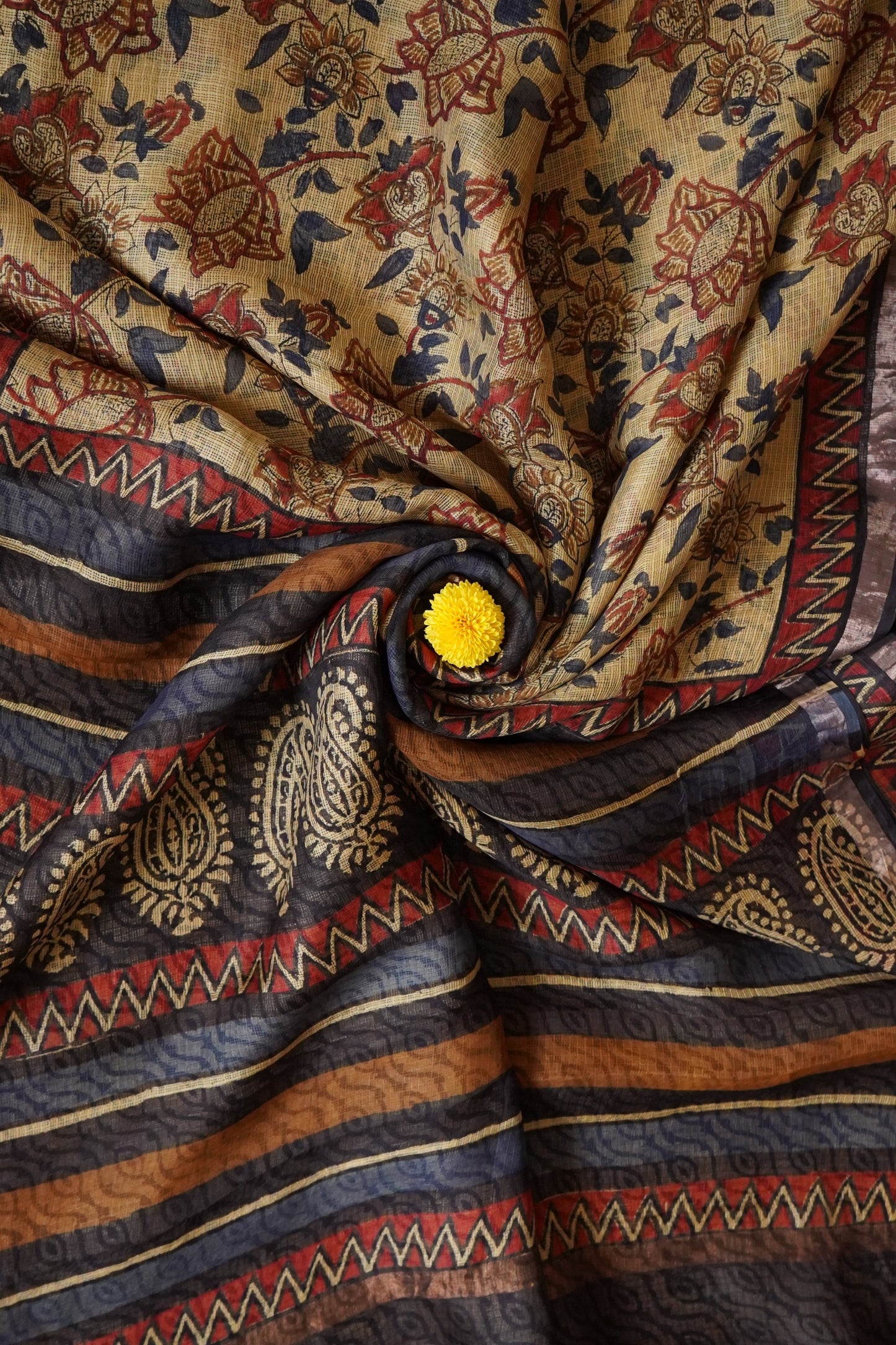 Hand Block Printed Kota Silk Saree