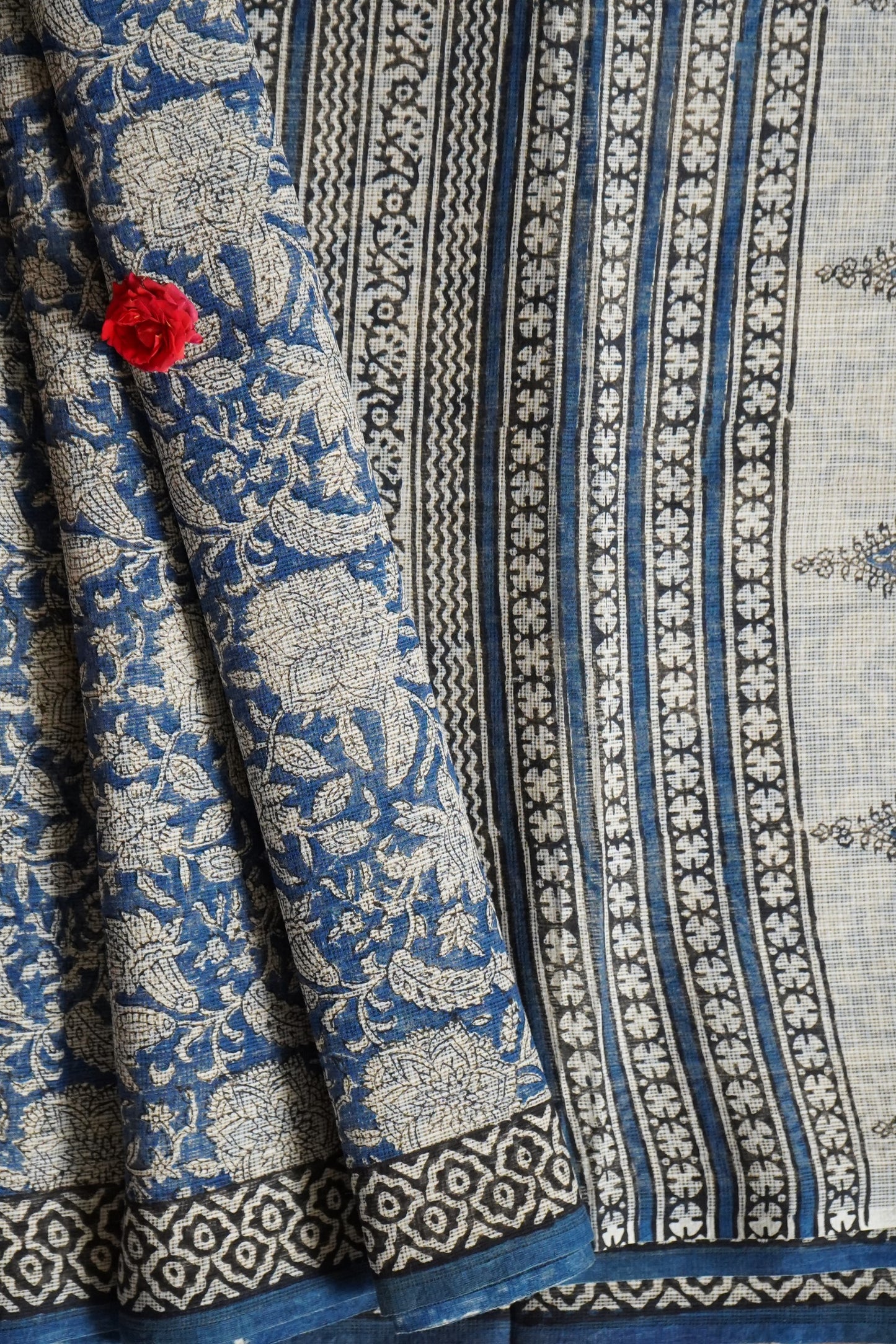 Hand Block Printed Kota Cotton Saree