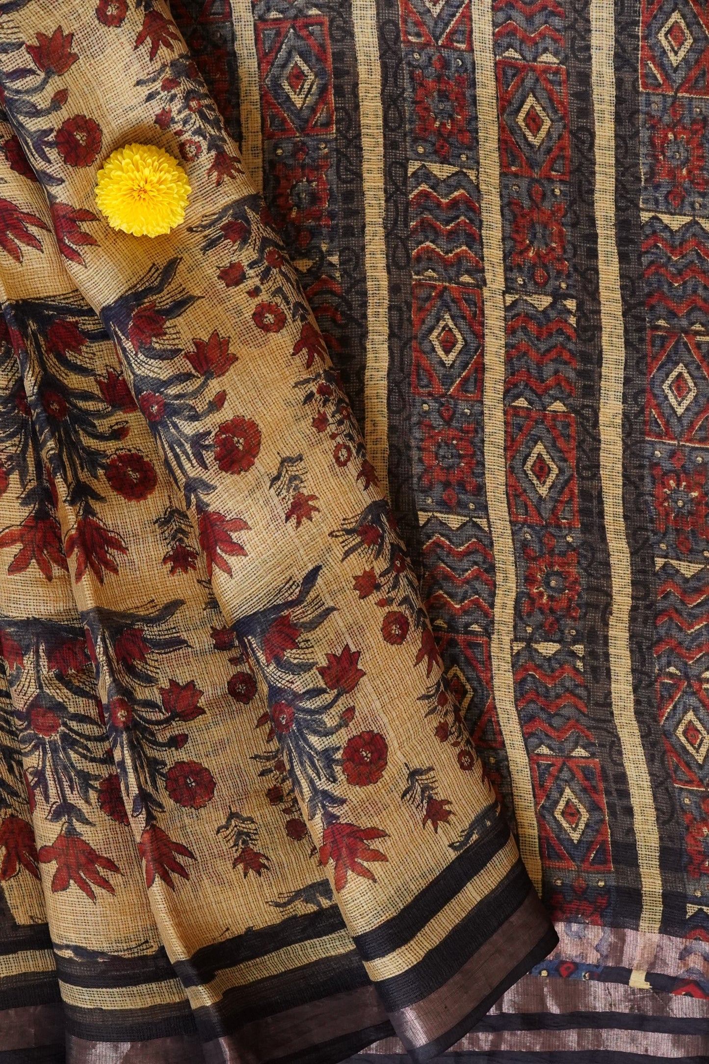 Hand Block Printed Kota Silk Saree