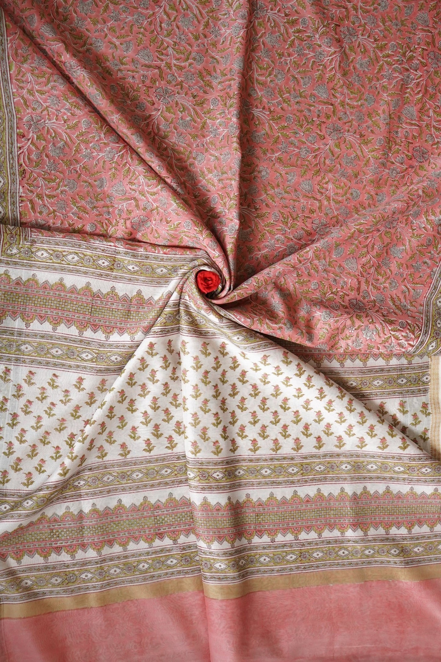 Hand Block Printed Chanderi Silk Cotton Saree