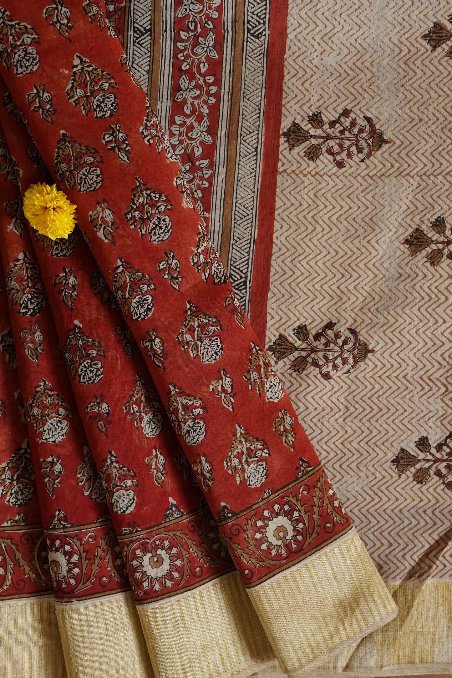 Hand Block Printed Chanderi Silk Cotton Saree