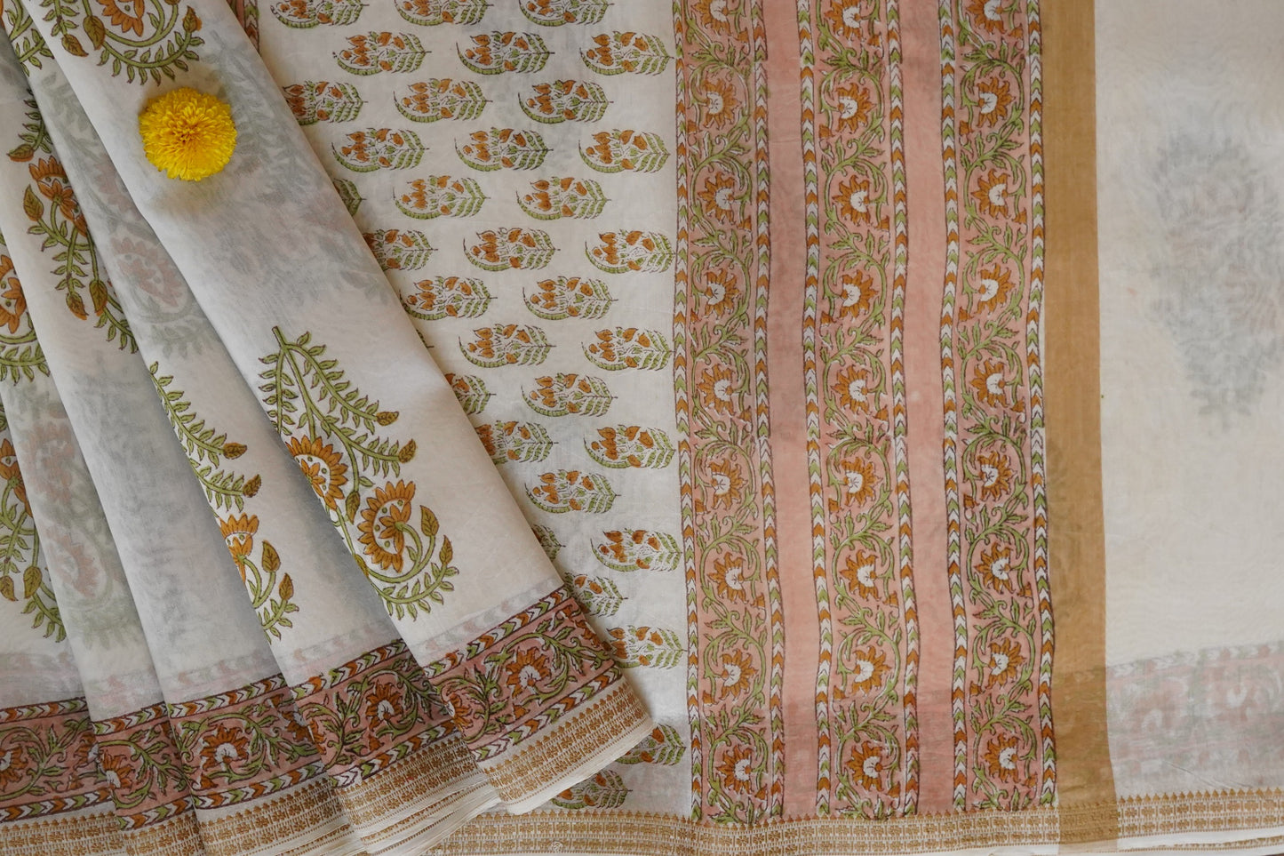 Hand Block Printed Chanderi Silk Cotton Saree