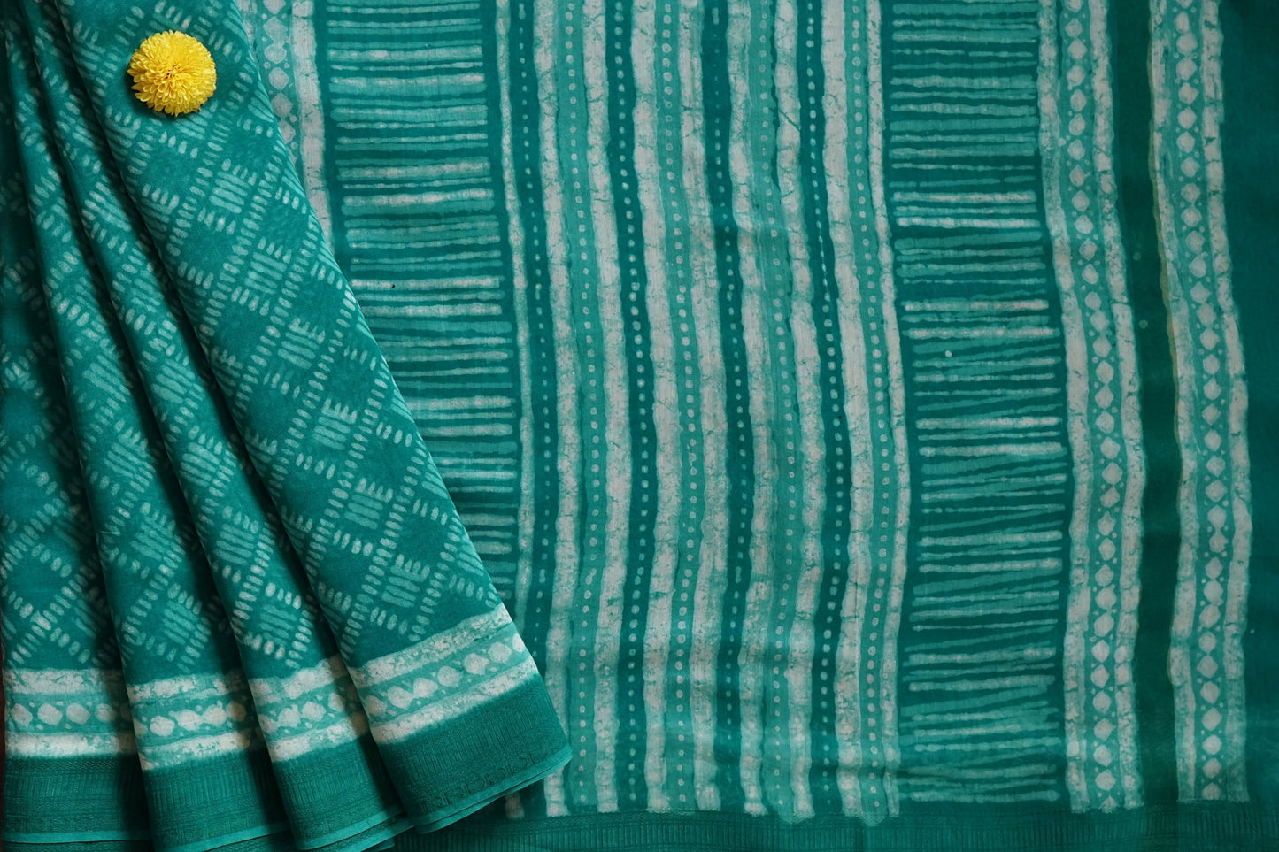 Hand Block Printed Chanderi Silk Cotton Saree