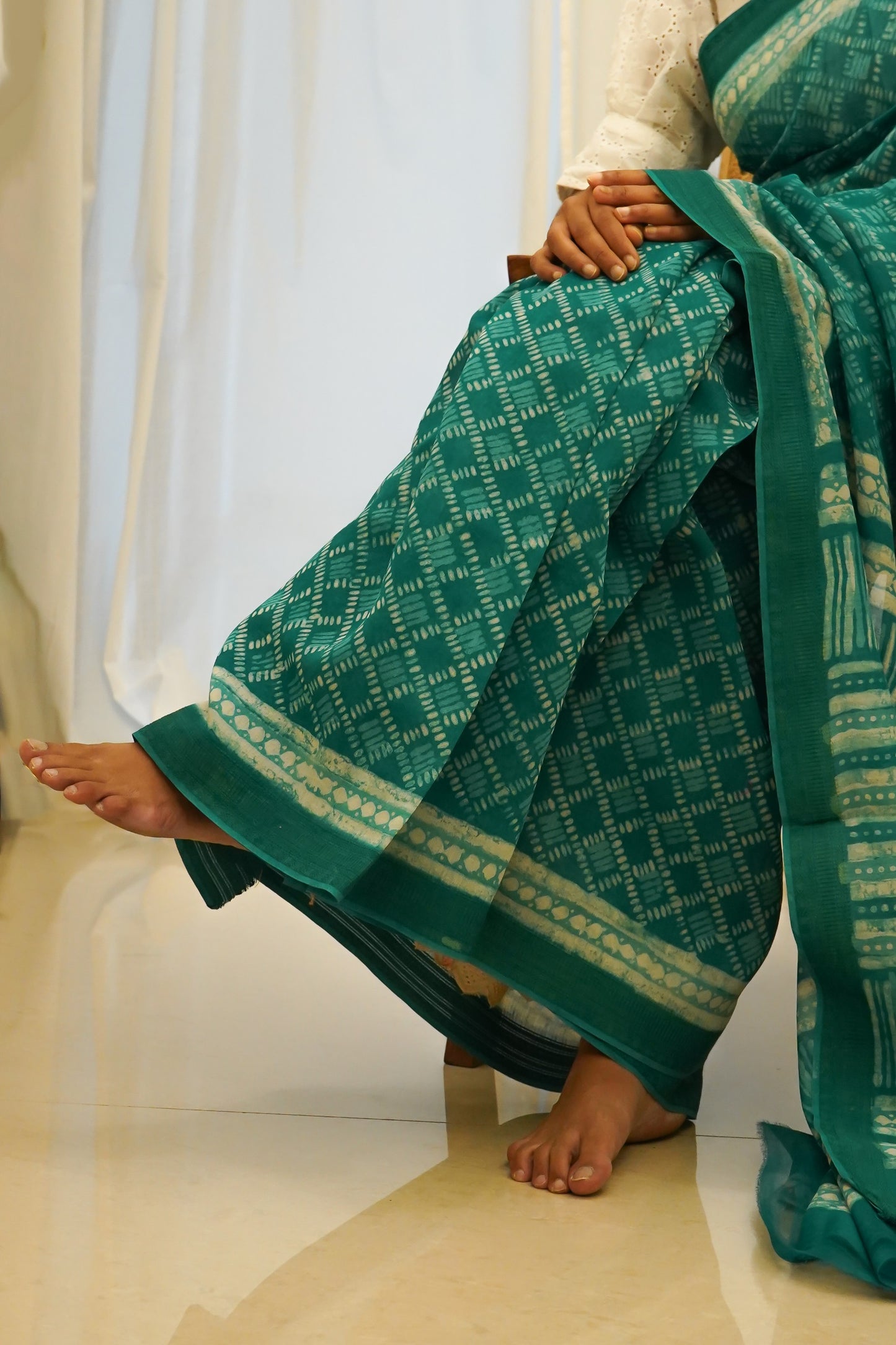 Hand Block Printed Chanderi Silk Cotton Saree