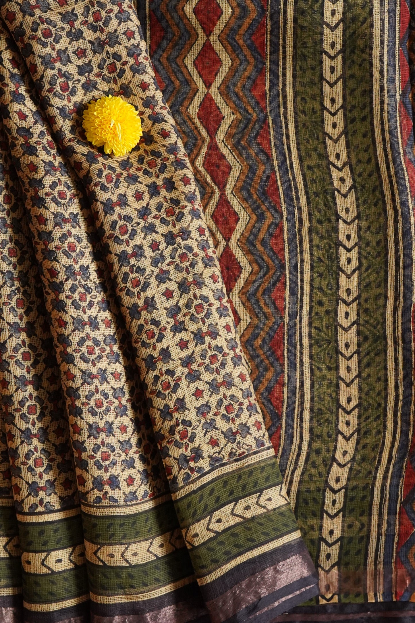 Hand Block Printed Kota Silk Saree