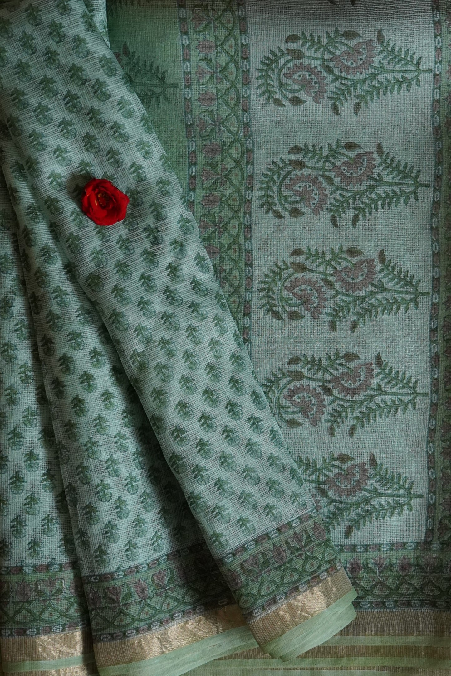 Hand Block Printed Kota Silk Saree