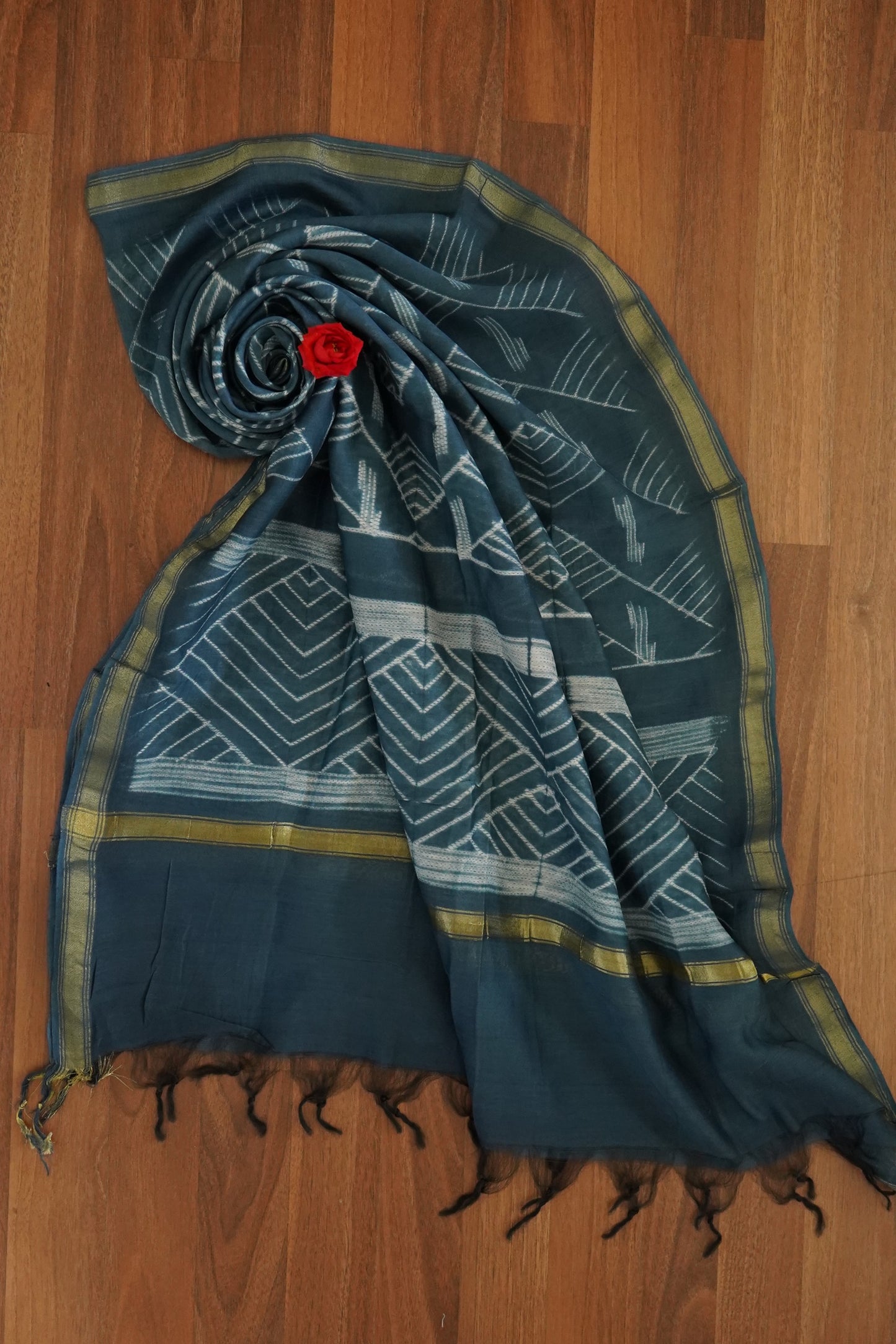 Hand Block Printed Chanderi Silk Cotton Dupatta