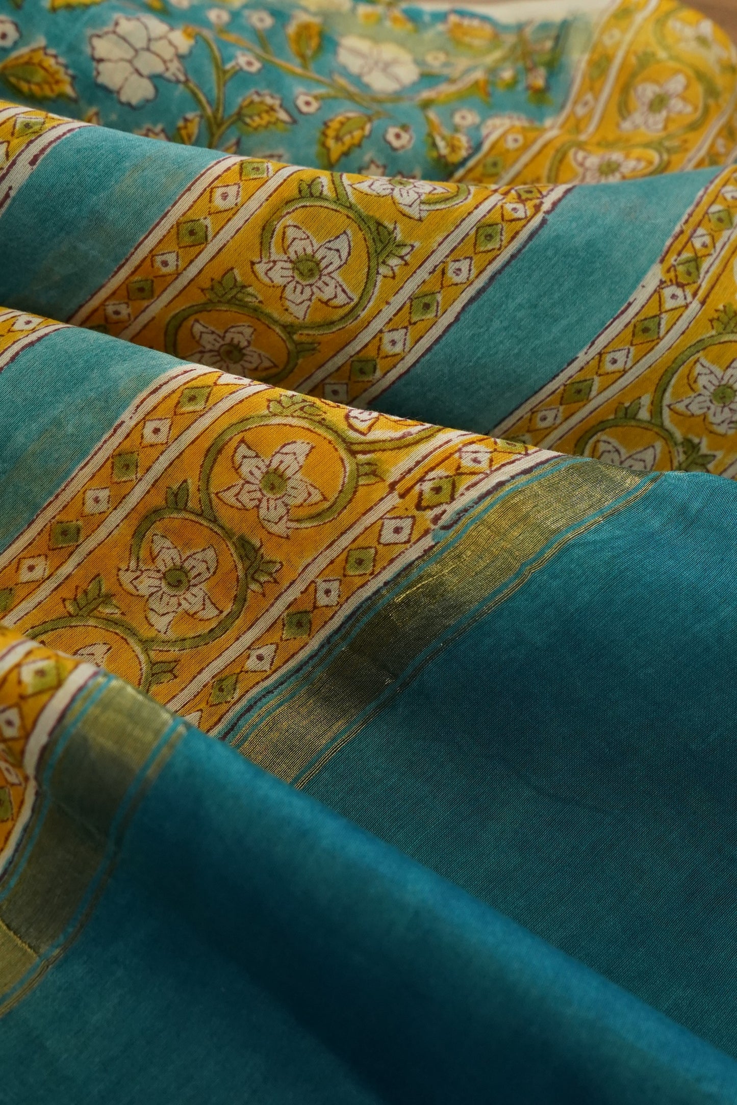 Hand Block Printed Chanderi Silk Cotton Dupatta