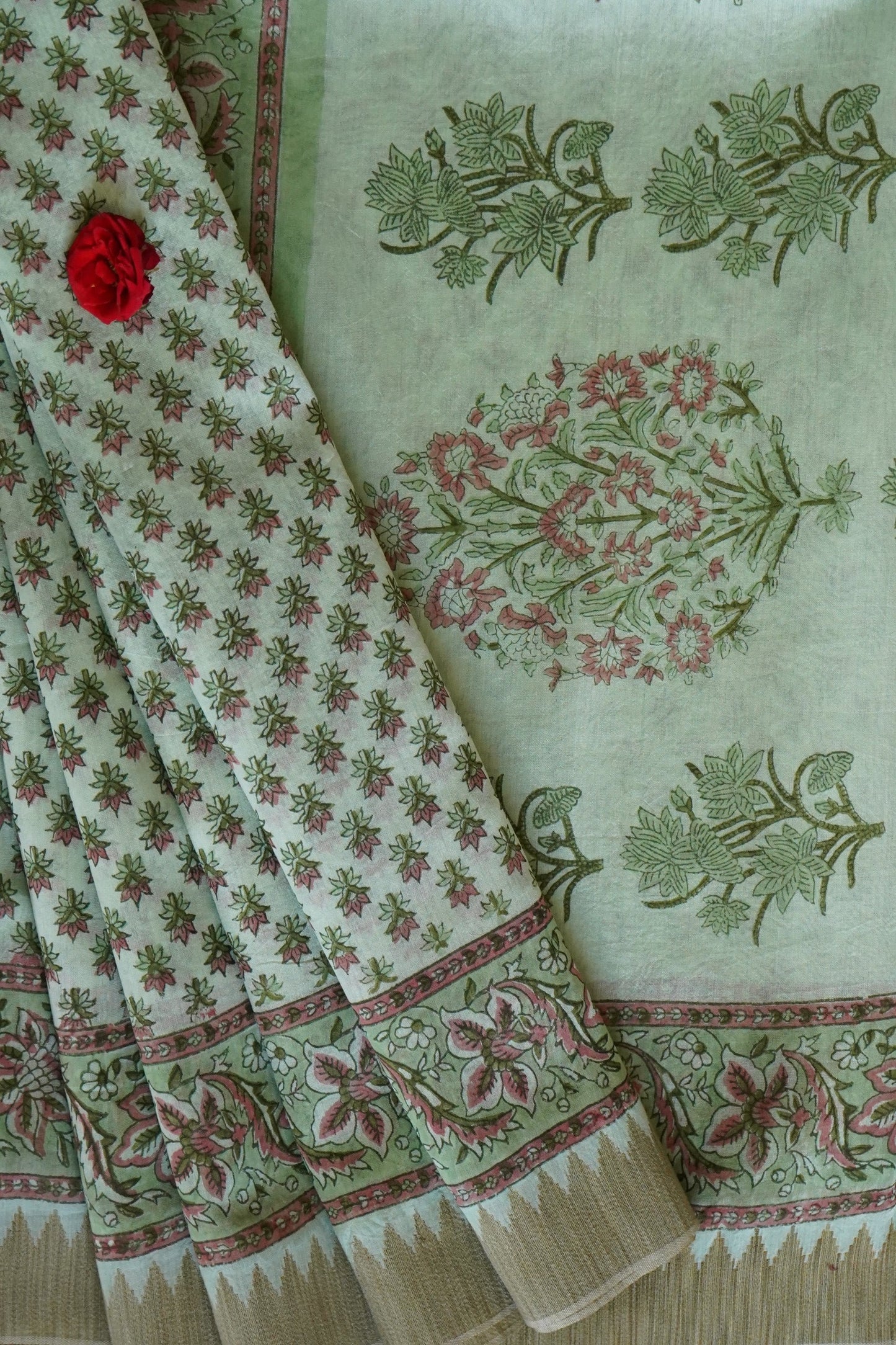 Hand Block Printed Chanderi Silk Cotton Saree
