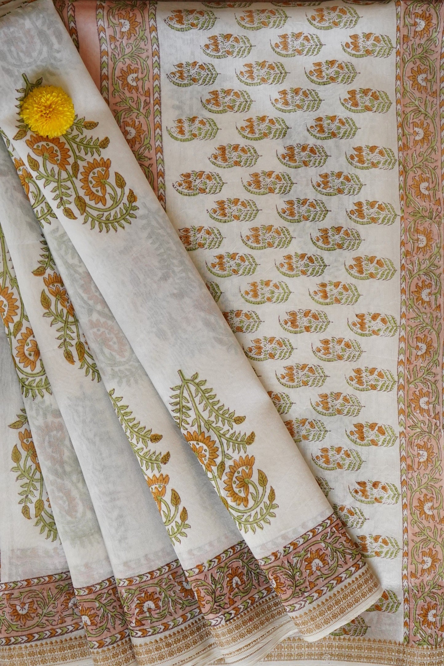Hand Block Printed Chanderi Silk Cotton Saree