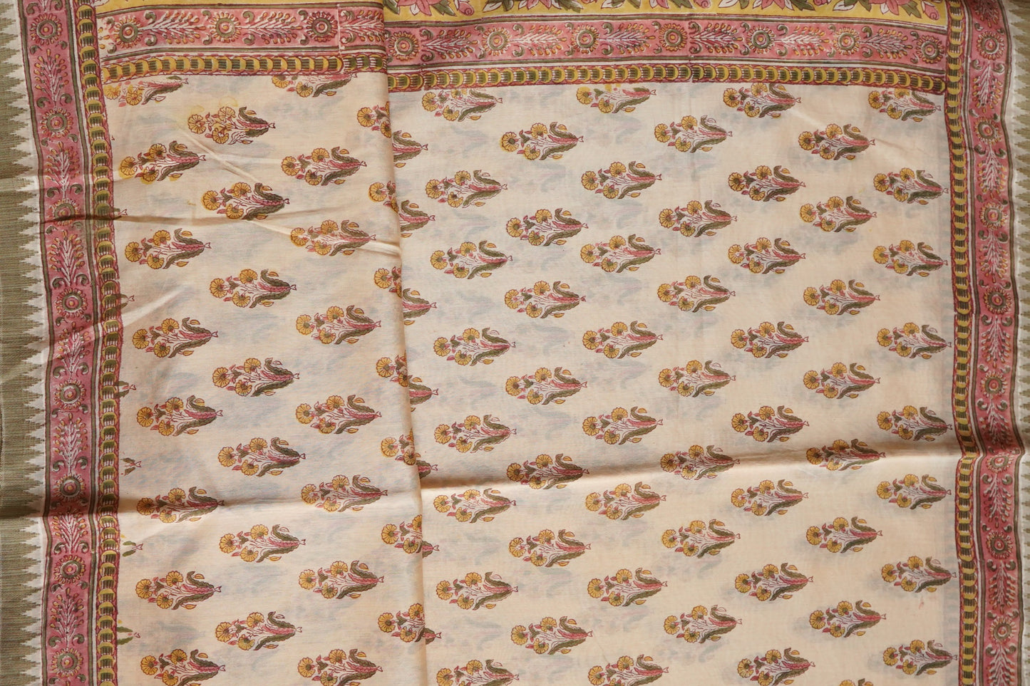 Hand Block Printed Chanderi Silk Cotton Saree