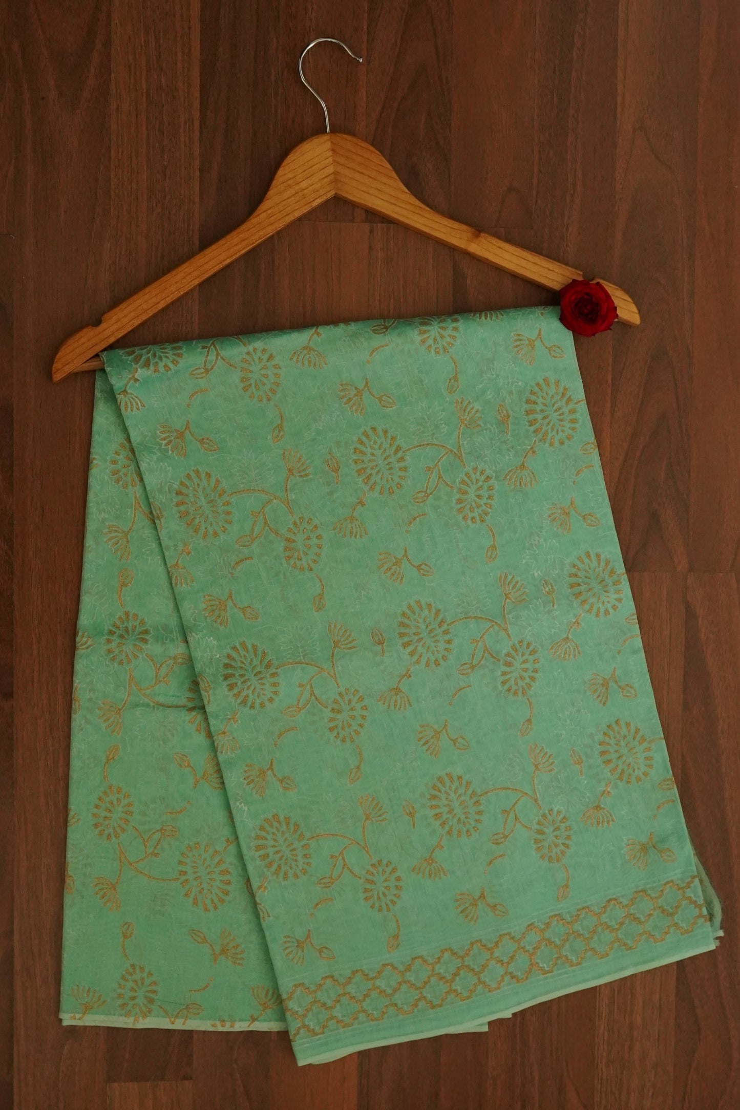 Hand Block Printed Chanderi Silk Cotton Suit Set