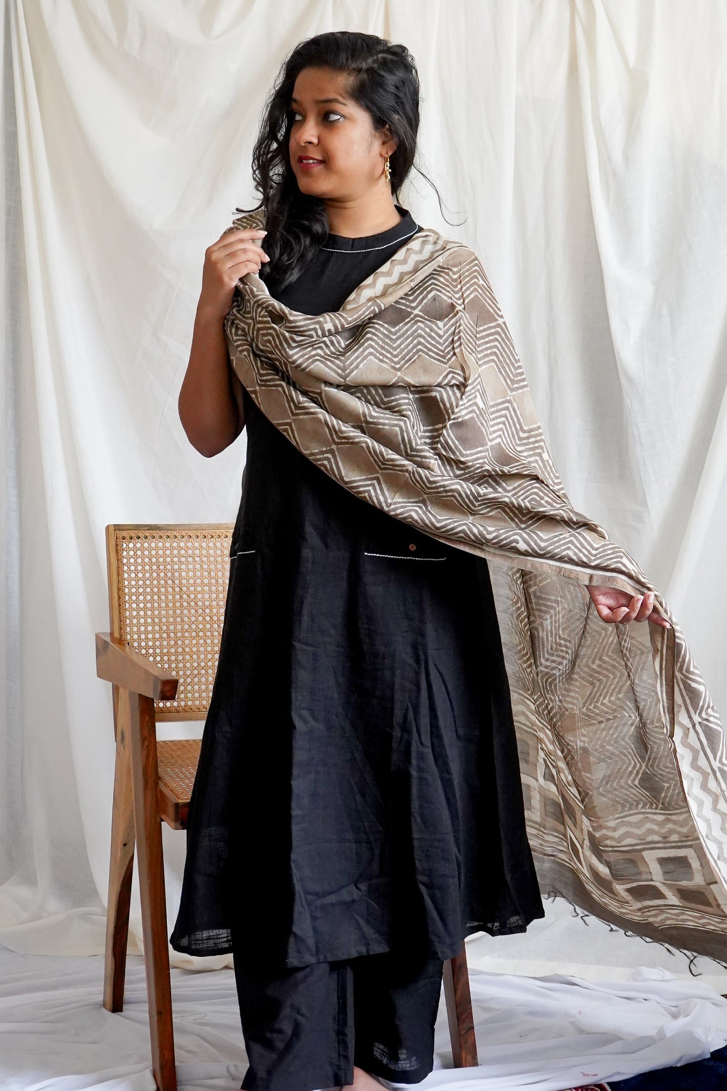 Hand Block Printed Chanderi Silk Cotton Dupatta