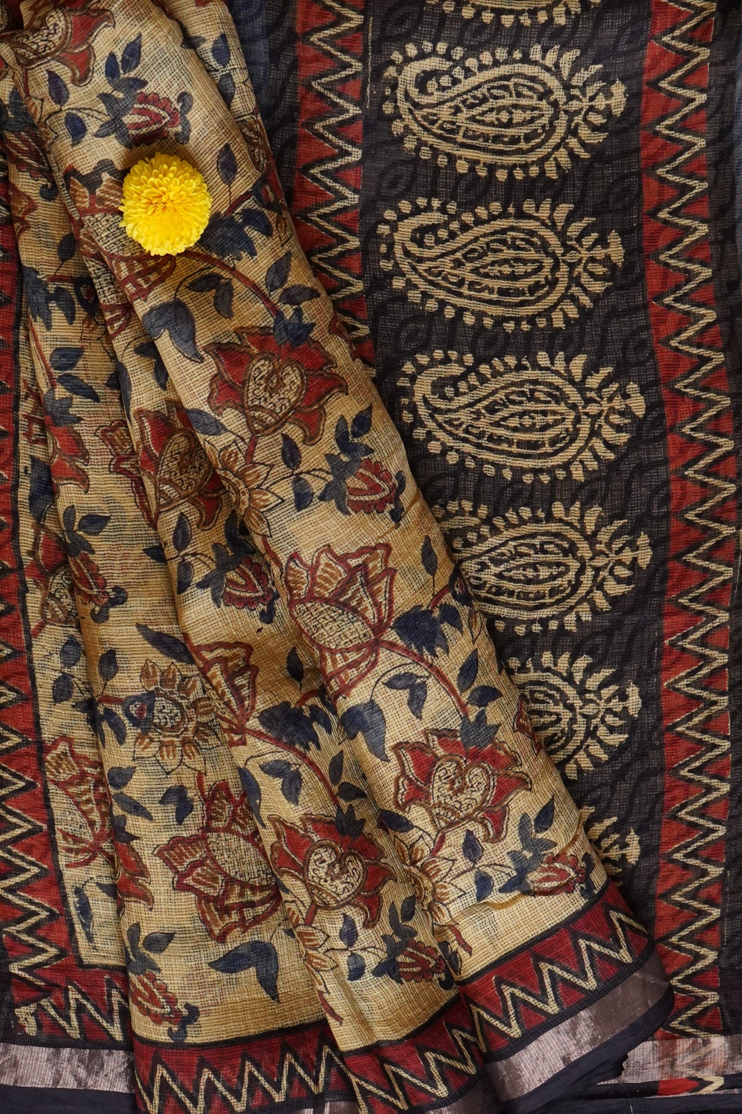 Hand Block Printed Kota Silk Saree