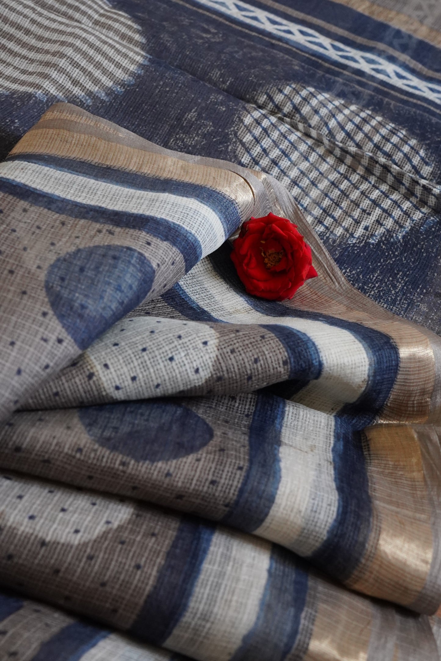 Hand Block Printed Kota Silk Saree