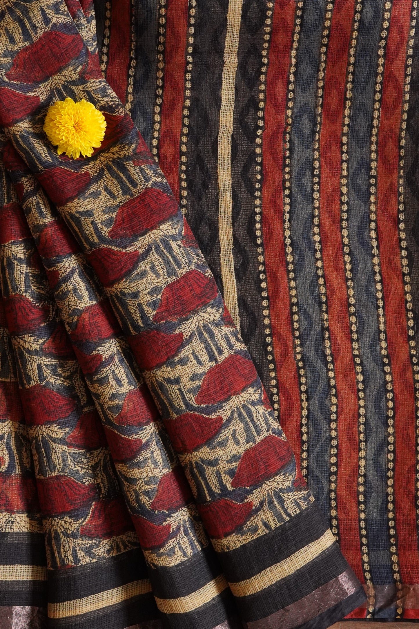 Hand Block Printed Kota Silk Saree