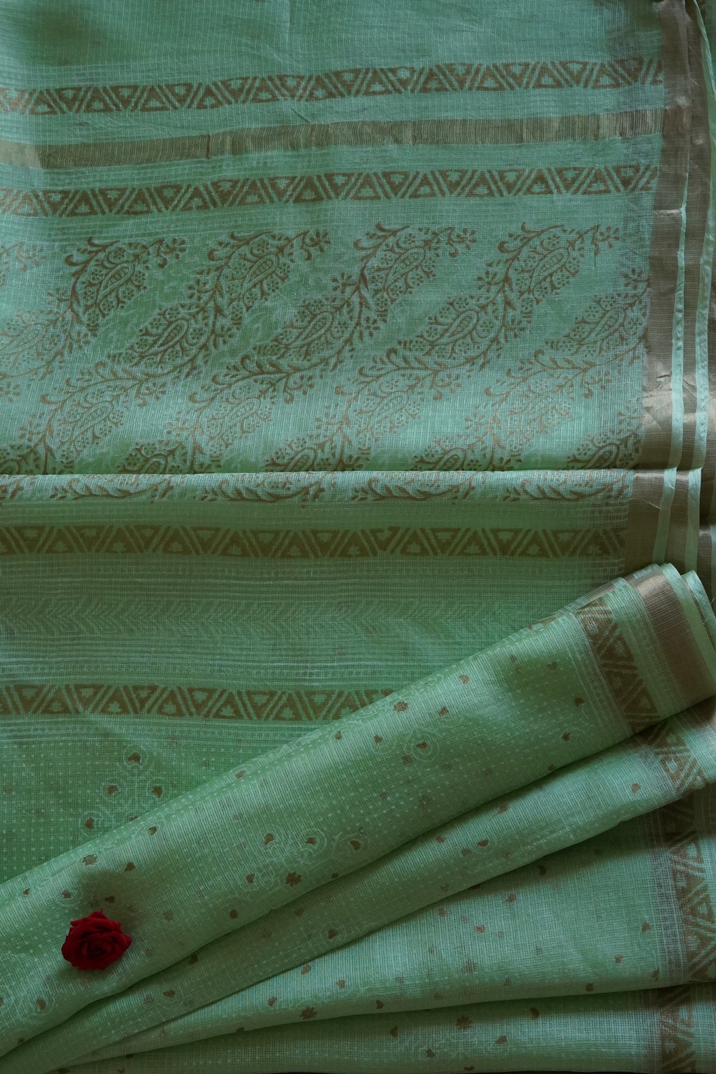 Hand Block Printed Kota Silk Saree