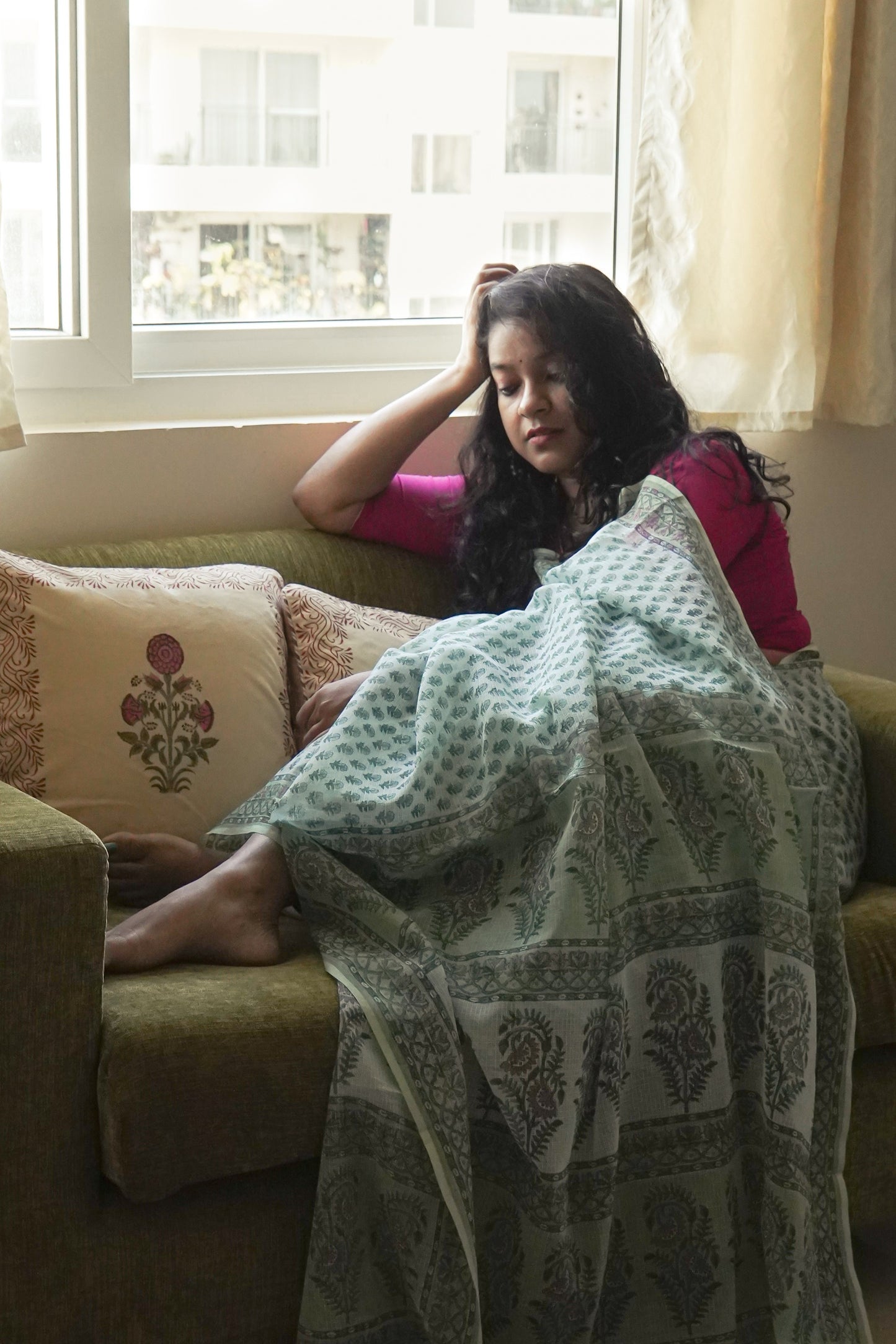 Hand Block Printed Kota Cotton Saree