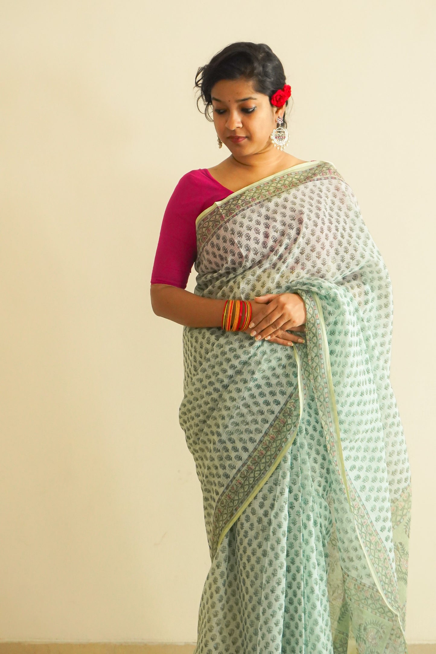 Hand Block Printed Kota Cotton Saree