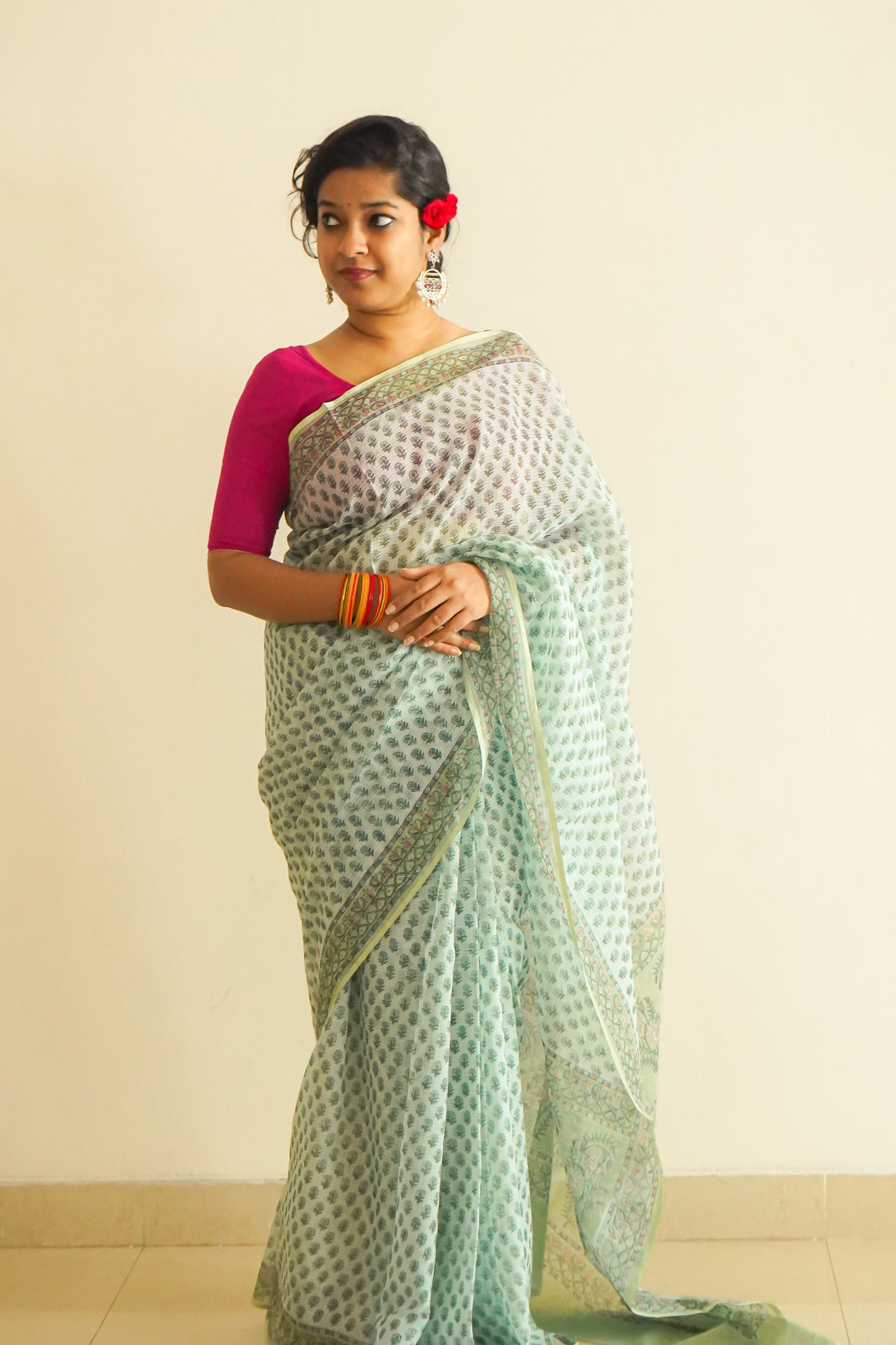 Hand Block Printed Kota Cotton Saree