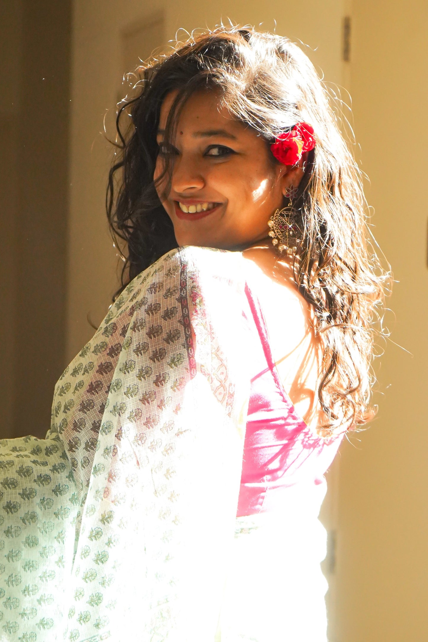 Hand Block Printed Kota Cotton Saree