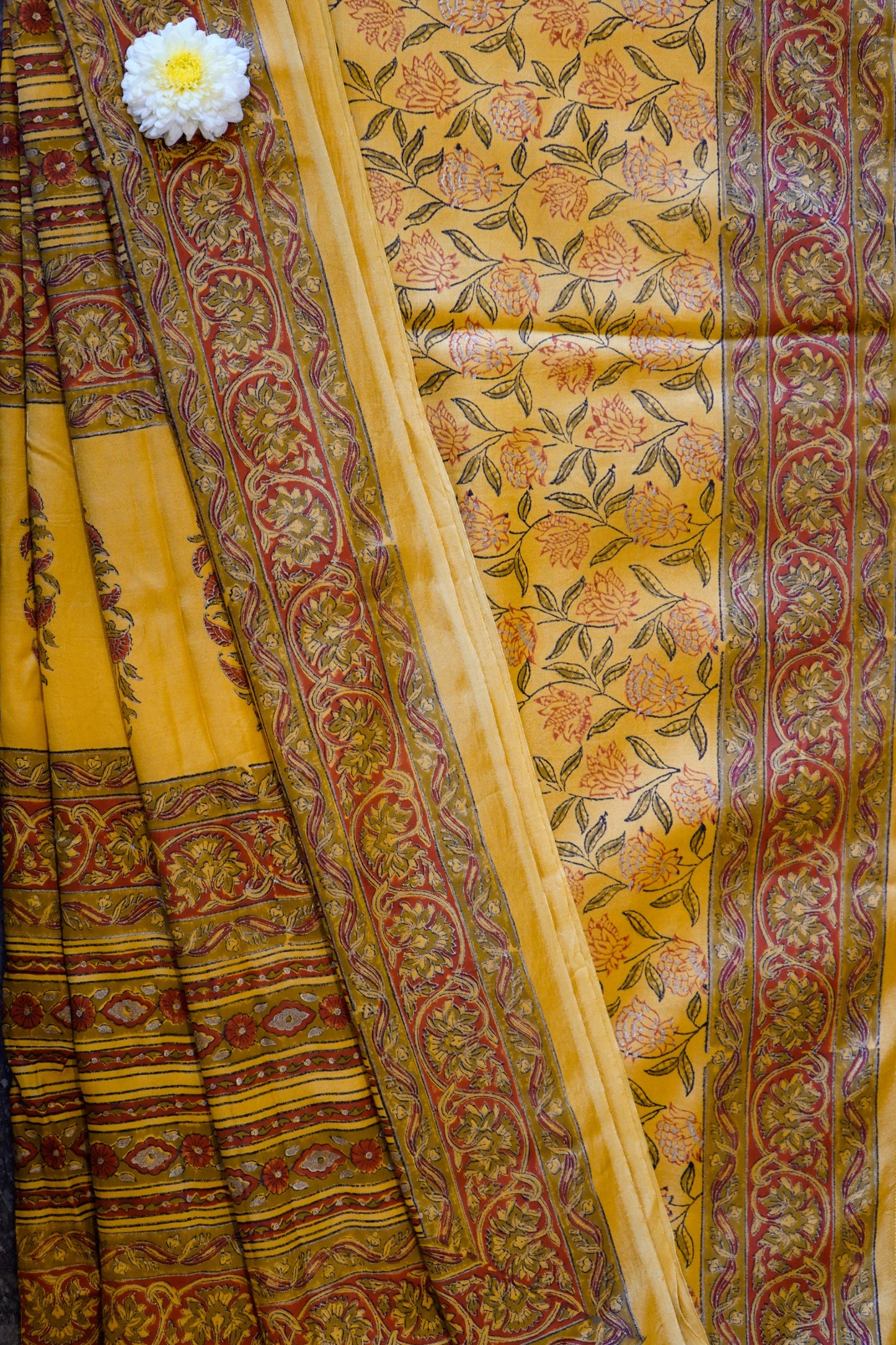 Handblock Printed Modal Silk Saree