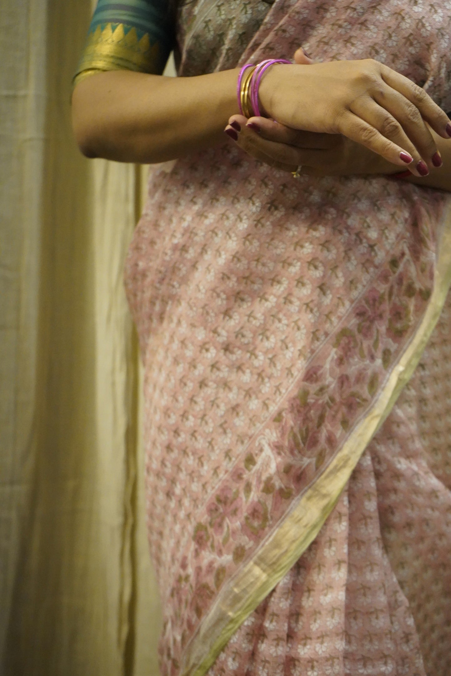 Kota Silk Handblock Printed Saree