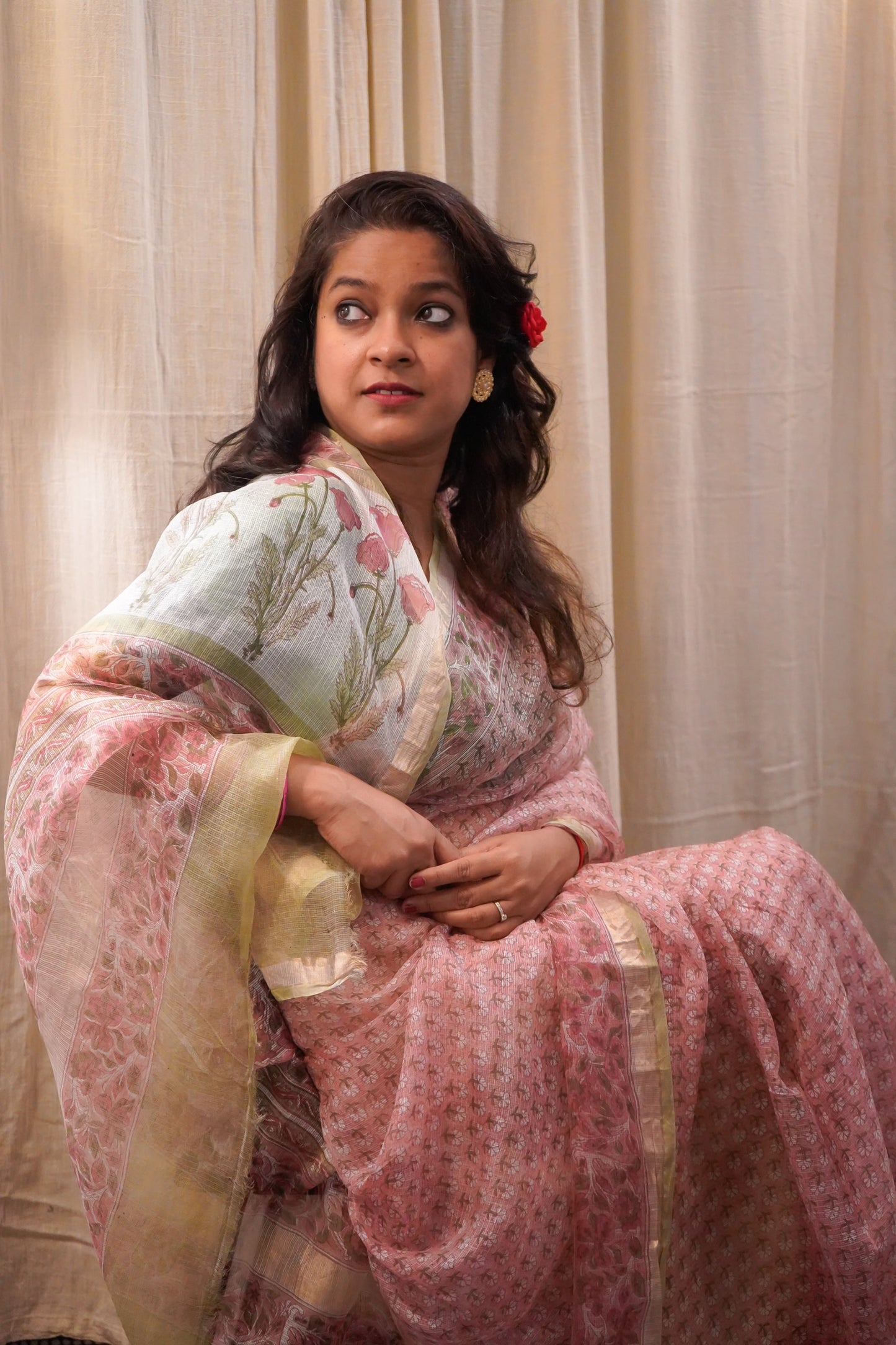 Kota Silk Handblock Printed Saree
